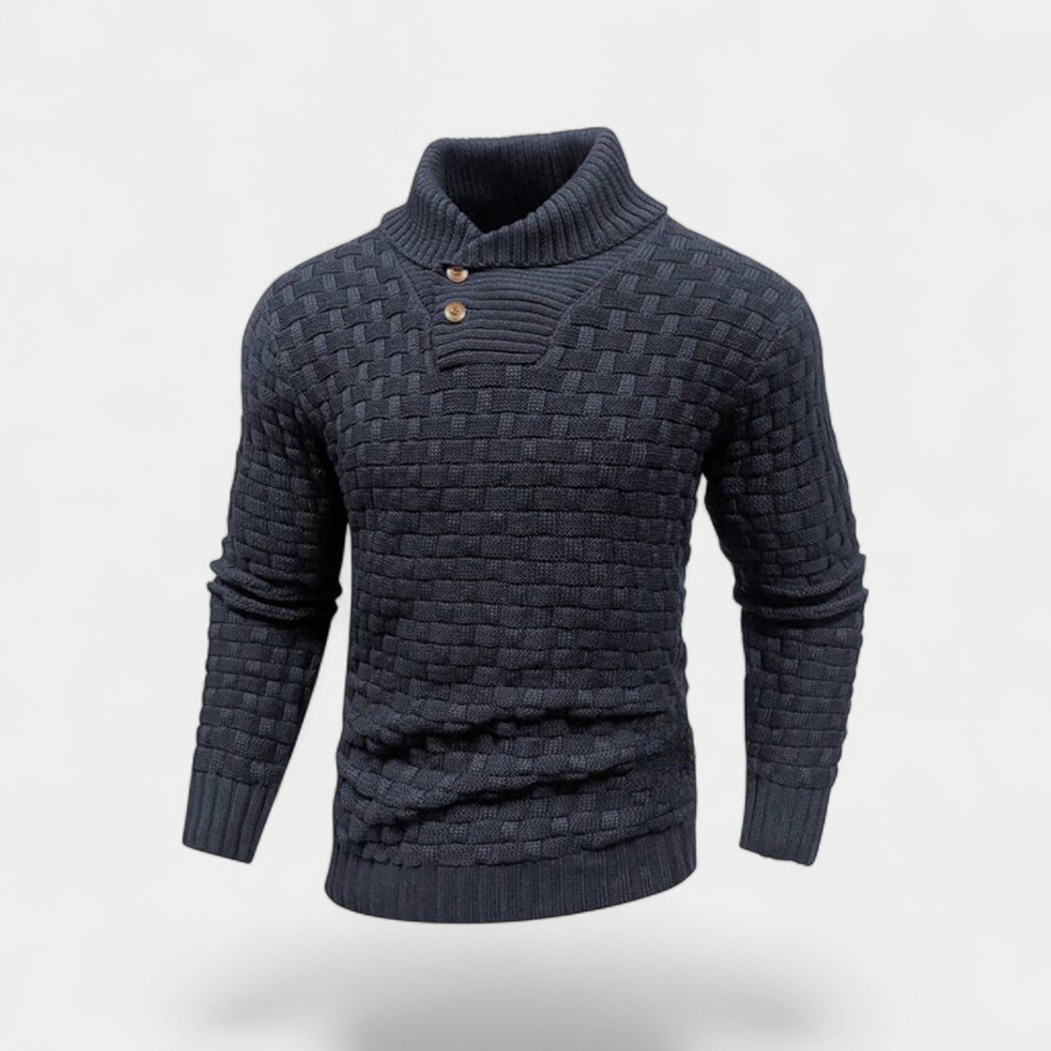 Riche | Col roulé homme coton - Coupe slim détail bouton