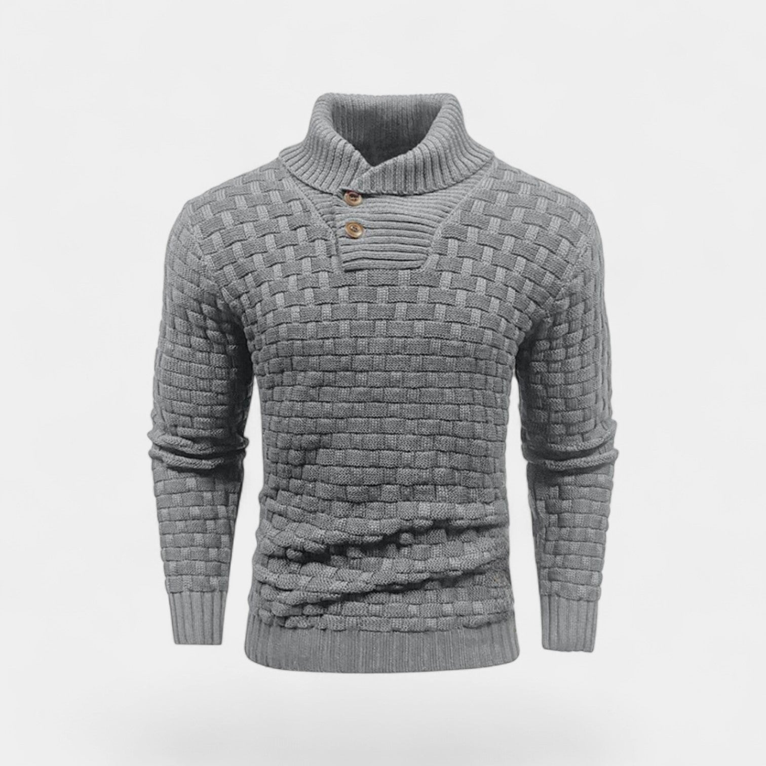 Riche | Col roulé homme coton - Coupe slim détail bouton