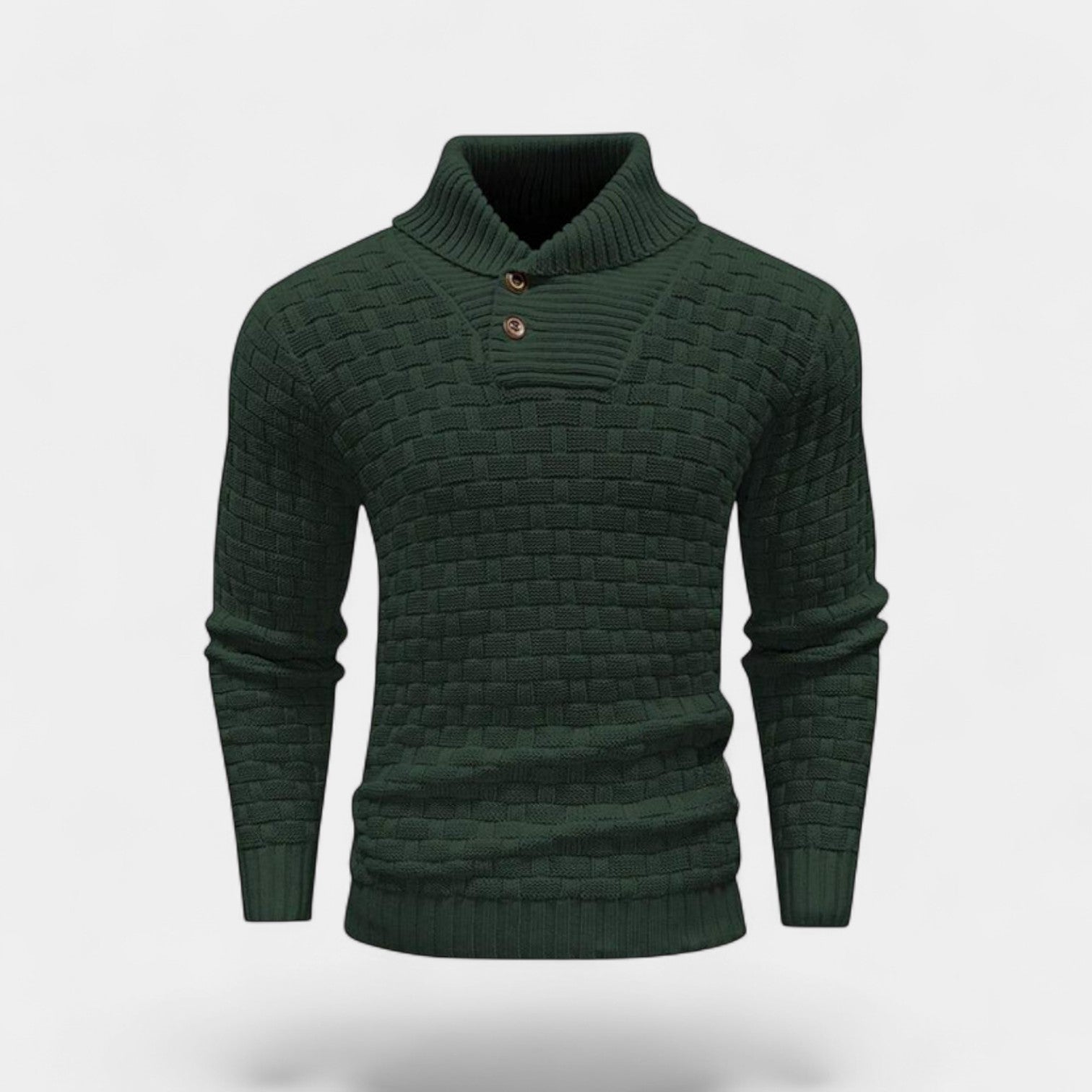 Riche | Col roulé homme coton - Coupe slim détail bouton