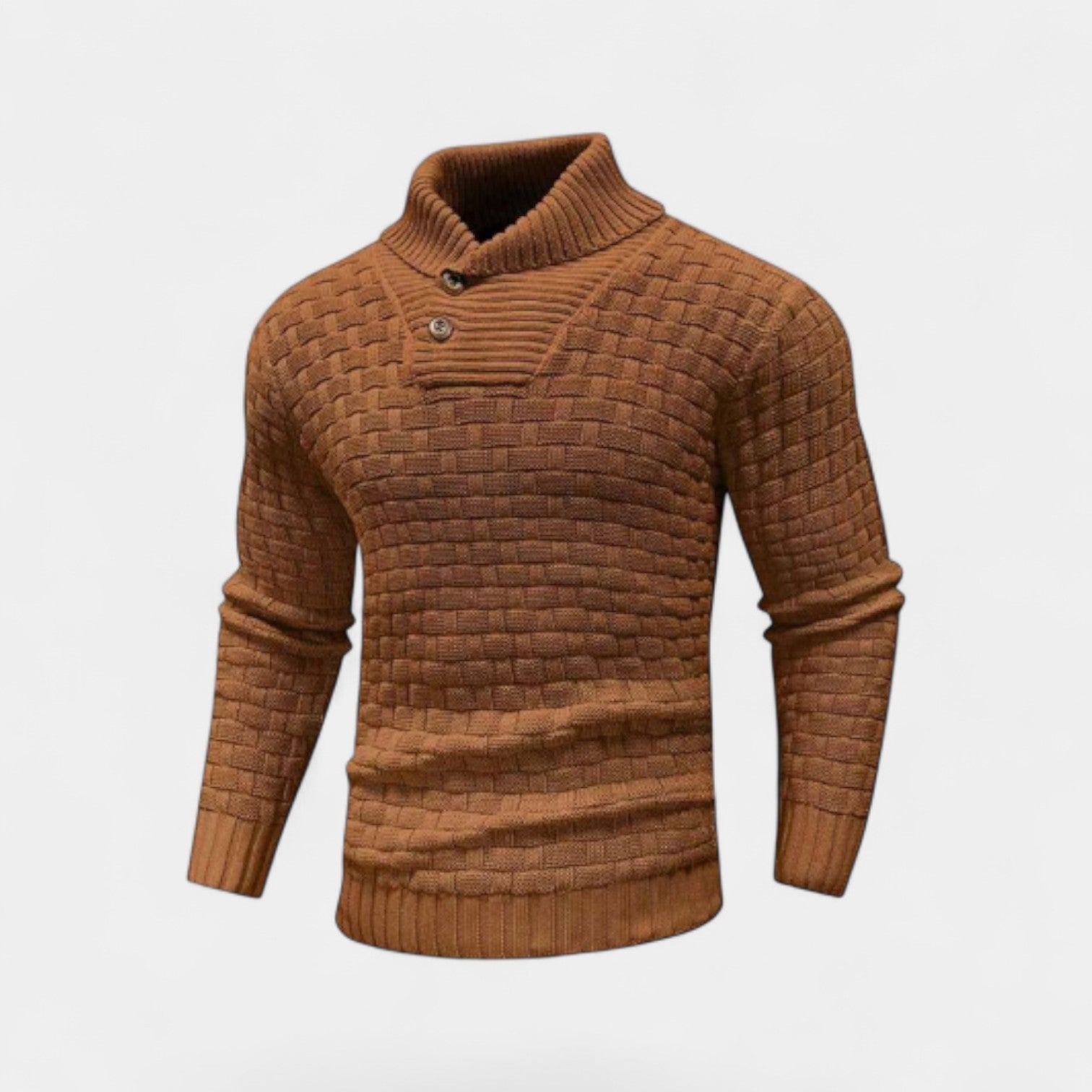 Riche | Col roulé homme coton - Coupe slim détail bouton