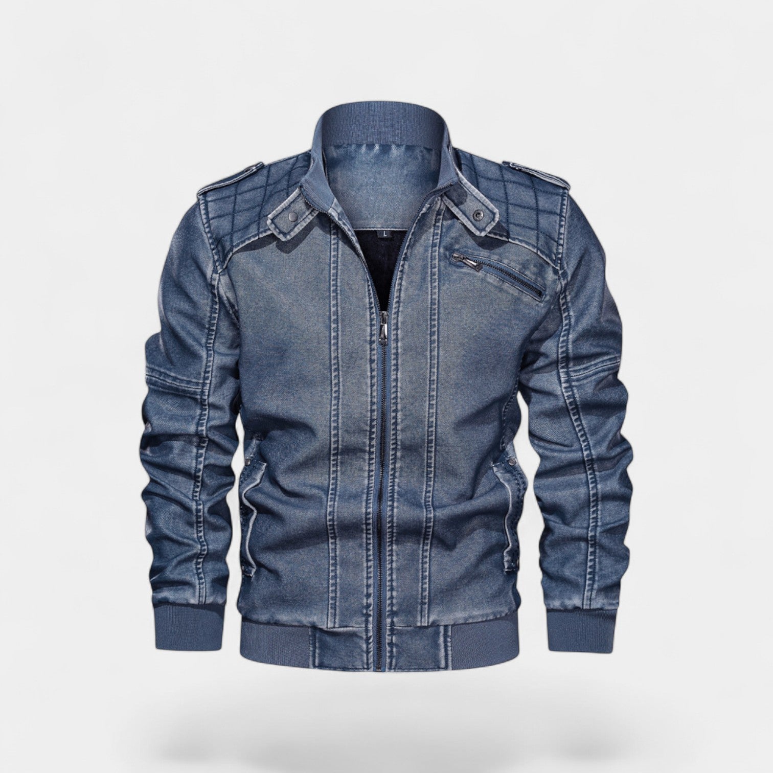 Riche | Veste homme en cuir col montant – finition mate, raffinée, silhouette quotidienne