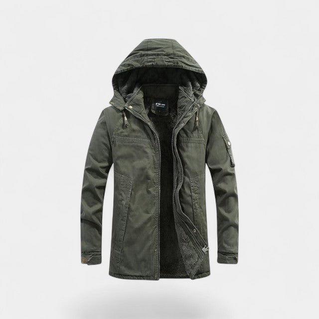Riche | Parka homme coton capuche – Veste délavée à revers