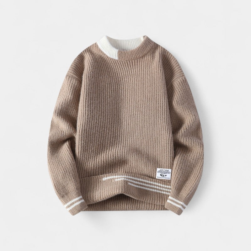 Riche | Pull homme coton rayé casual knit