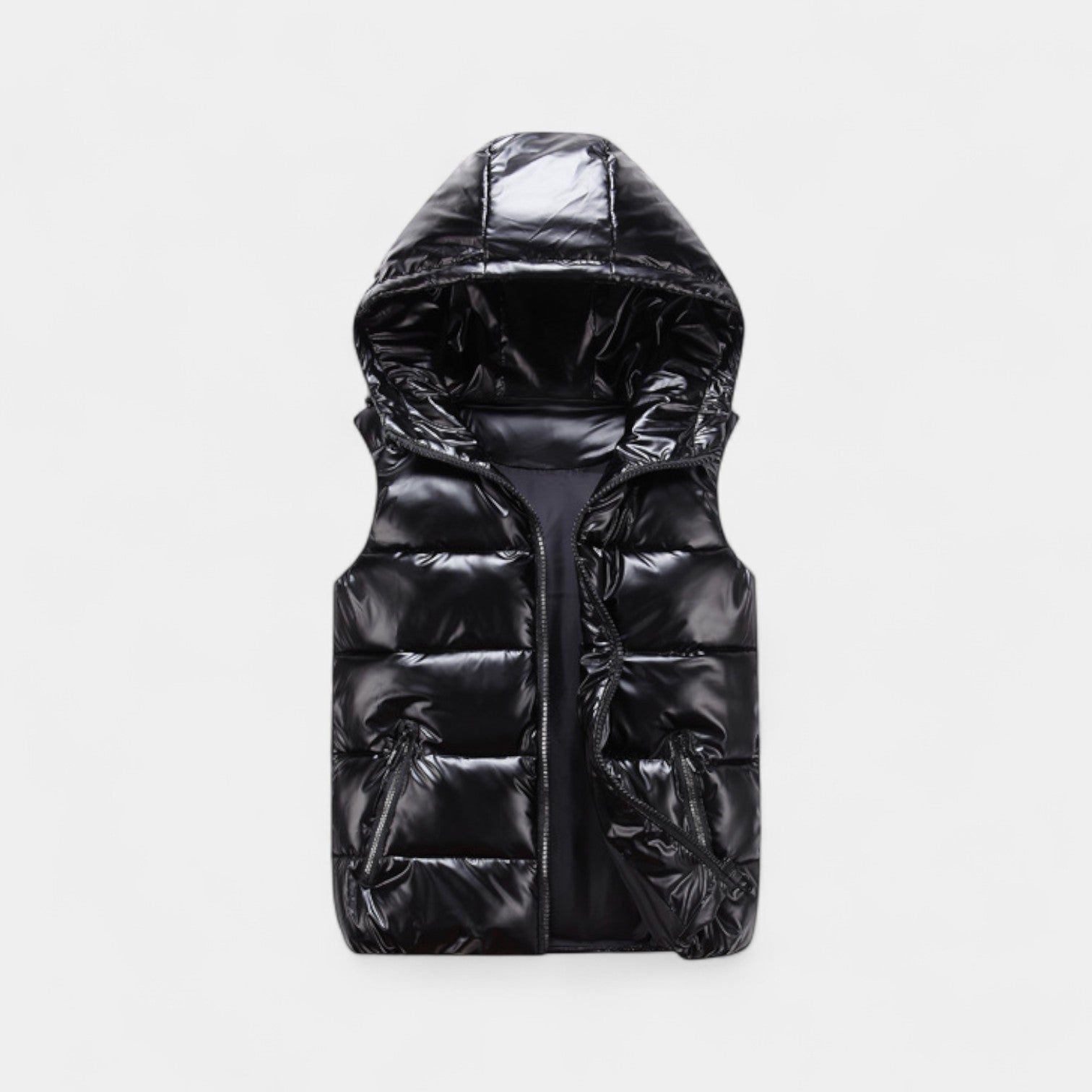 Riche | Gilet sans manches capuche homme coton brillant – doudoune élégante