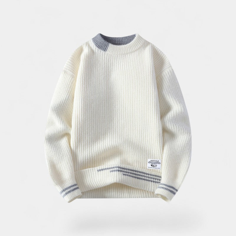 Riche | Pull homme coton rayé casual knit