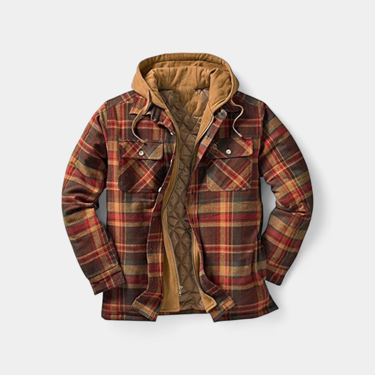 Riche | Veste Homme Coton Matelassée à Capuche Motif Carreaux – Essentiel Quotidien Raffiné