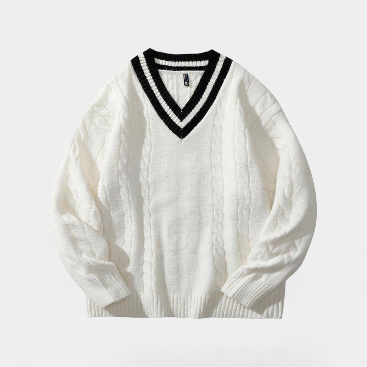 Riche | Pull torsadé homme col V – coupe décontractée