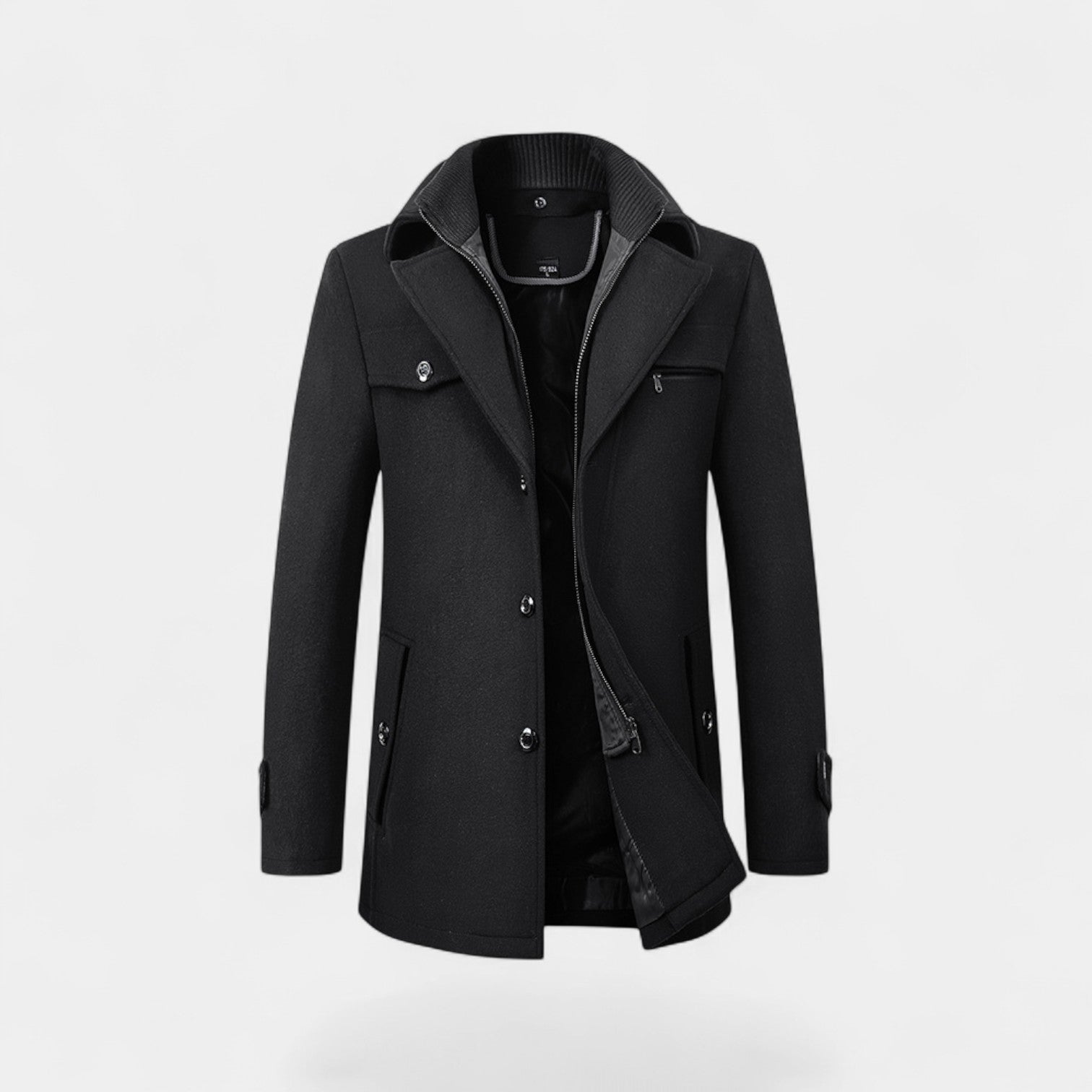 Riche | Manteau Homme en Laine – Fermeture Zippée et Boutonnée Style Classique Moderne