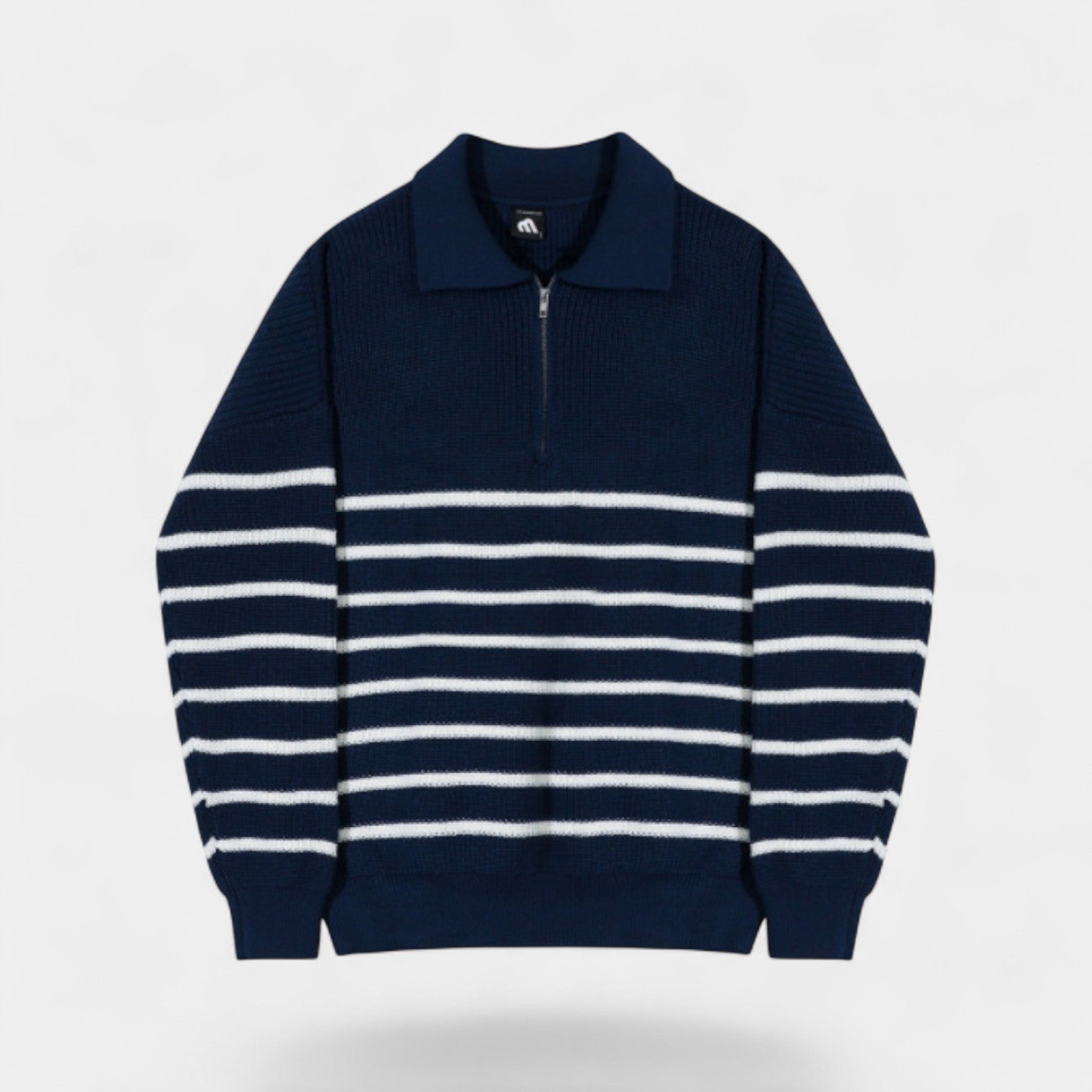 Riche | Pull zippé quart homme – Coupe moderne à rayures