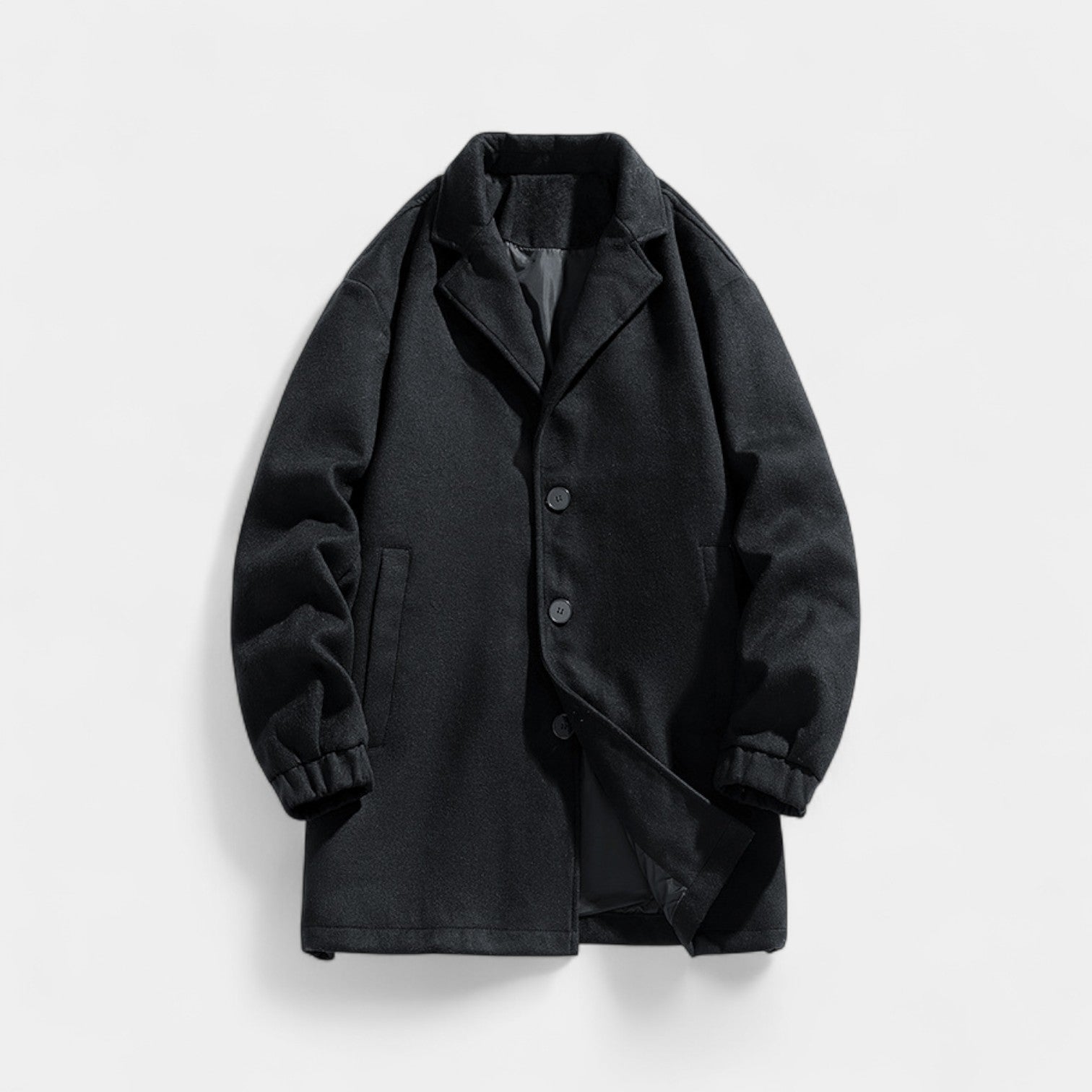 Riche | Manteau trench homme en laine mi-long – raffiné, ajusté, silhouette intemporelle