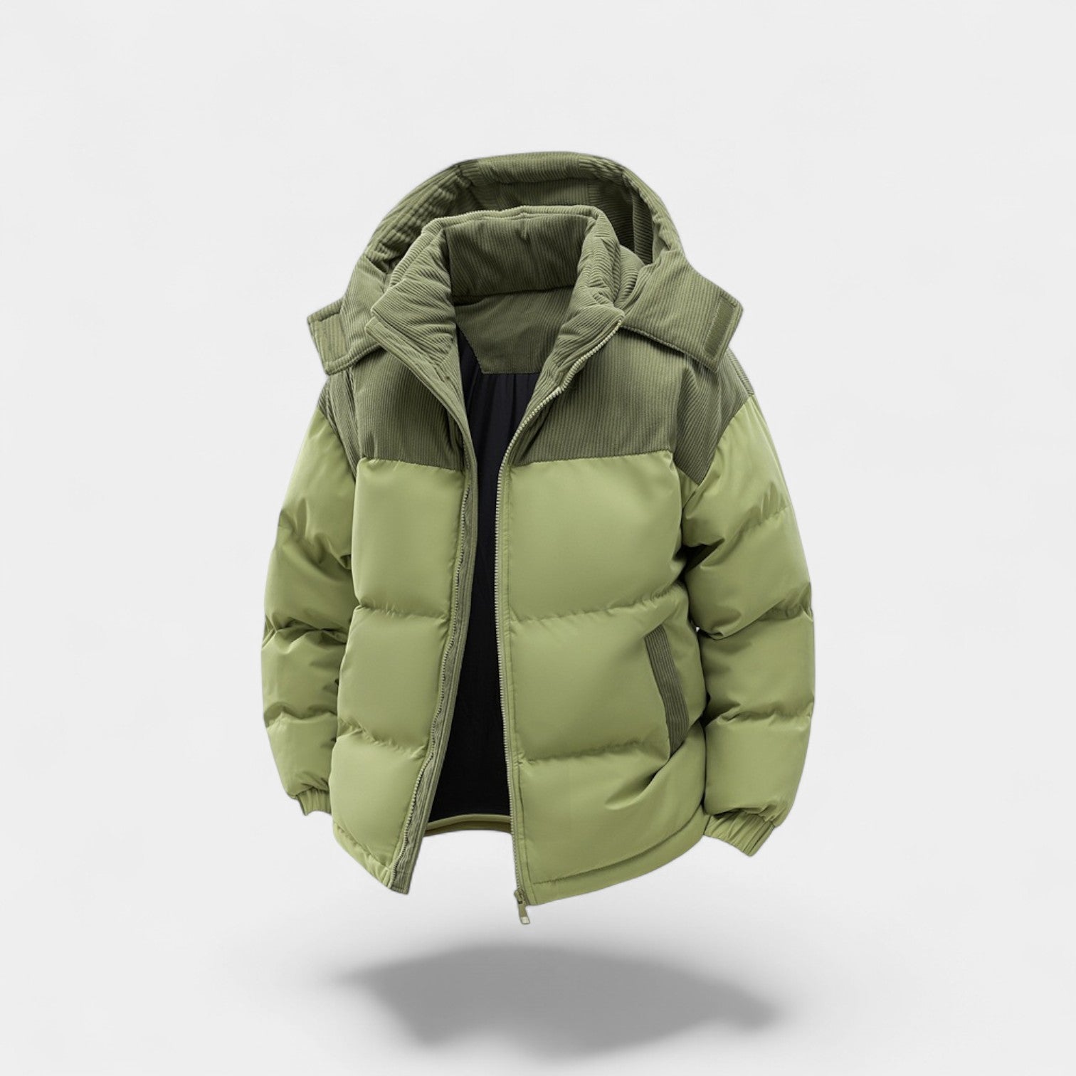 Riche | Doudoune homme à capuche coton amovible – épaissie, raffinée, silhouette hivernale