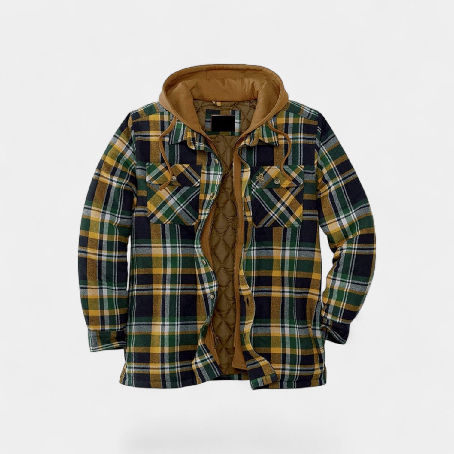 Riche | Veste Homme Coton Matelassée à Capuche Motif Carreaux – Essentiel Quotidien Raffiné