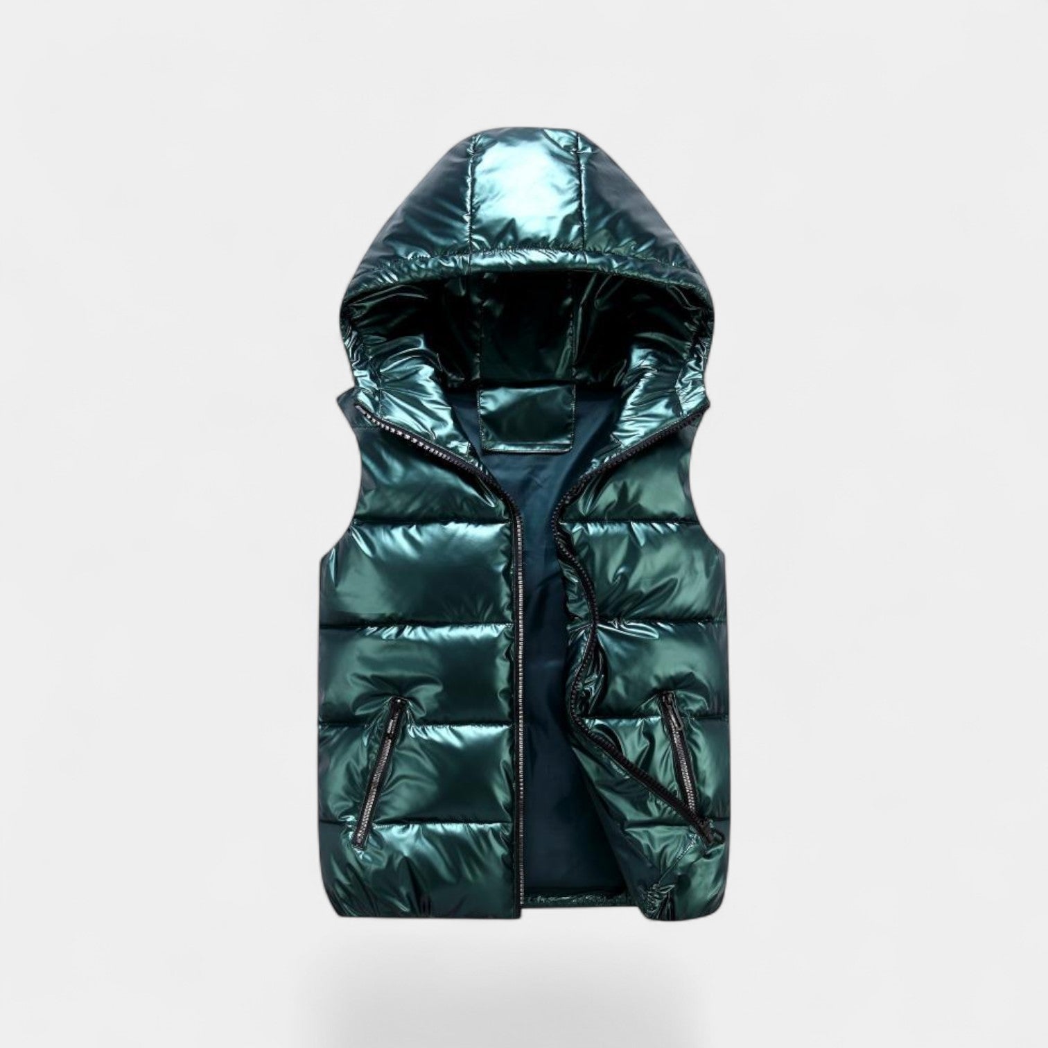 Riche | Gilet sans manches capuche homme coton brillant – doudoune élégante