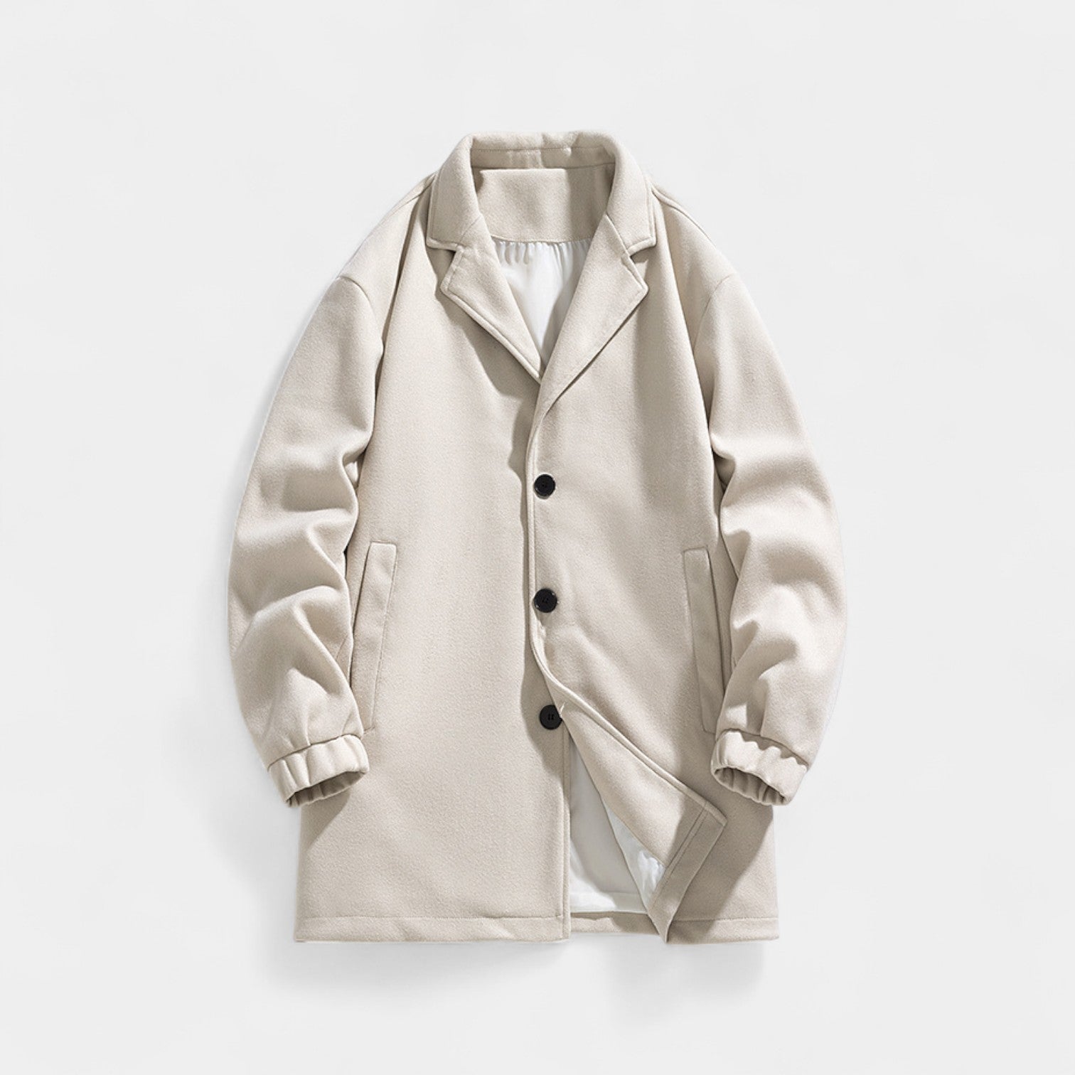 Riche | Manteau trench homme en laine mi-long – raffiné, ajusté, silhouette intemporelle