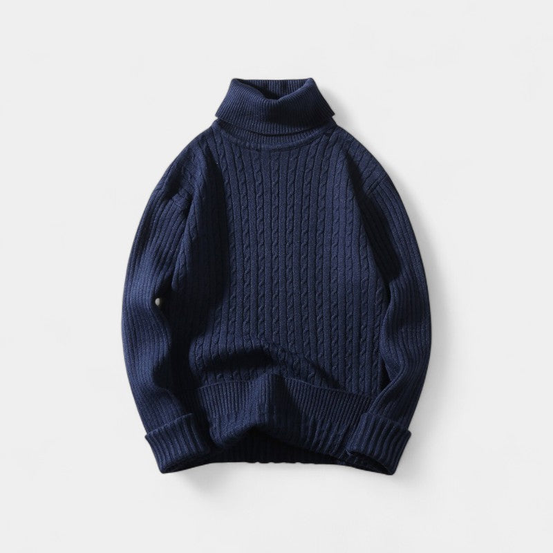 Riche | Pull col roulé homme en – élégance torsadée