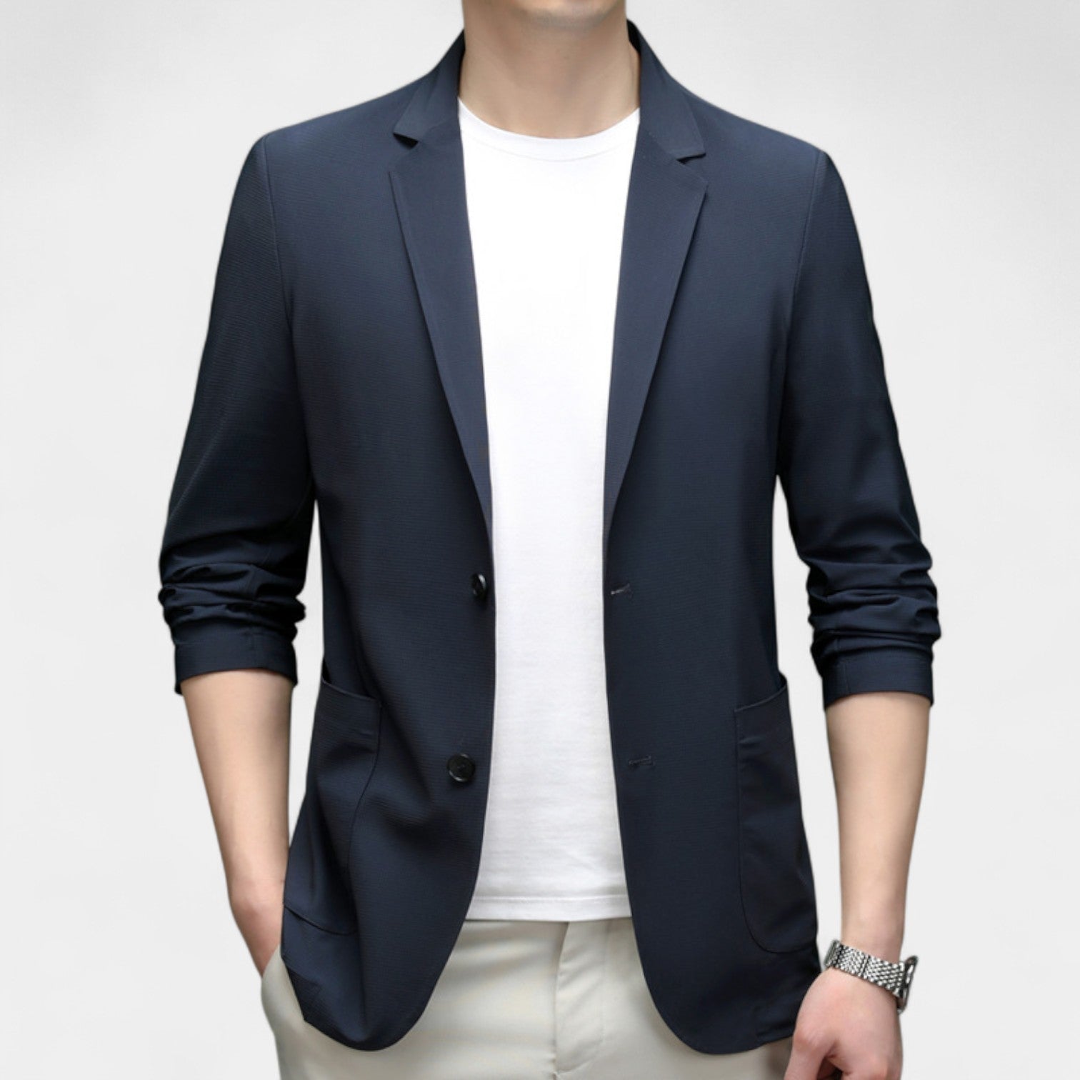 Riche | Blazer Homme en Soie Glacée – Coupe Tailleur Légère