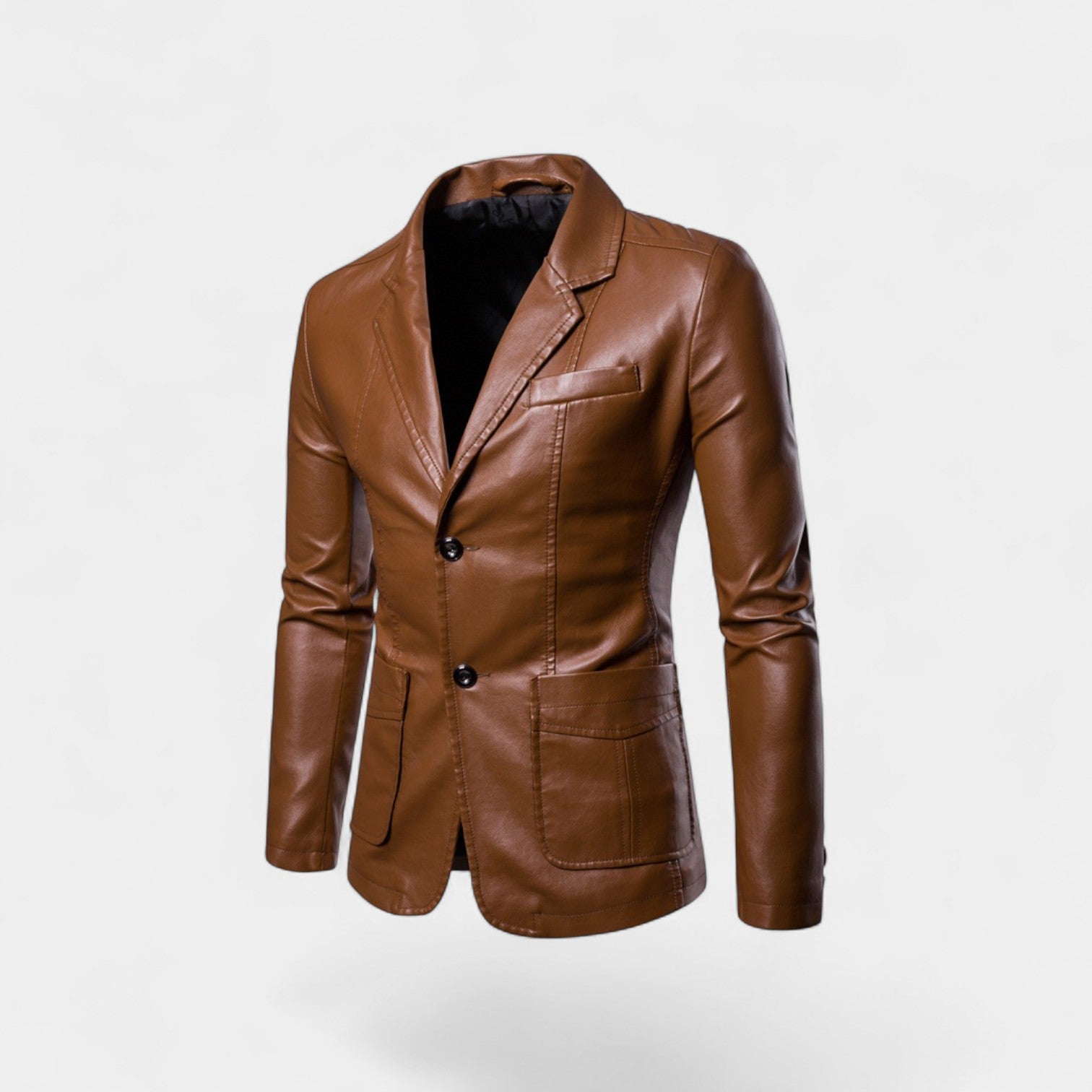 Riche | Blazer homme cuir - slim fit revers boutonné