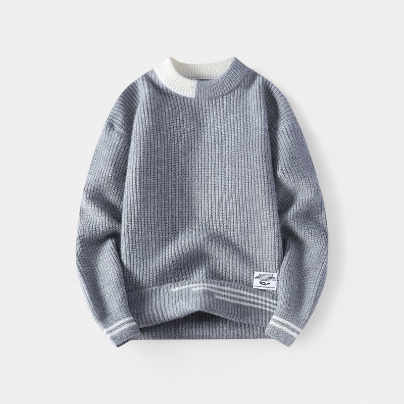 Riche | Pull homme coton rayé casual knit