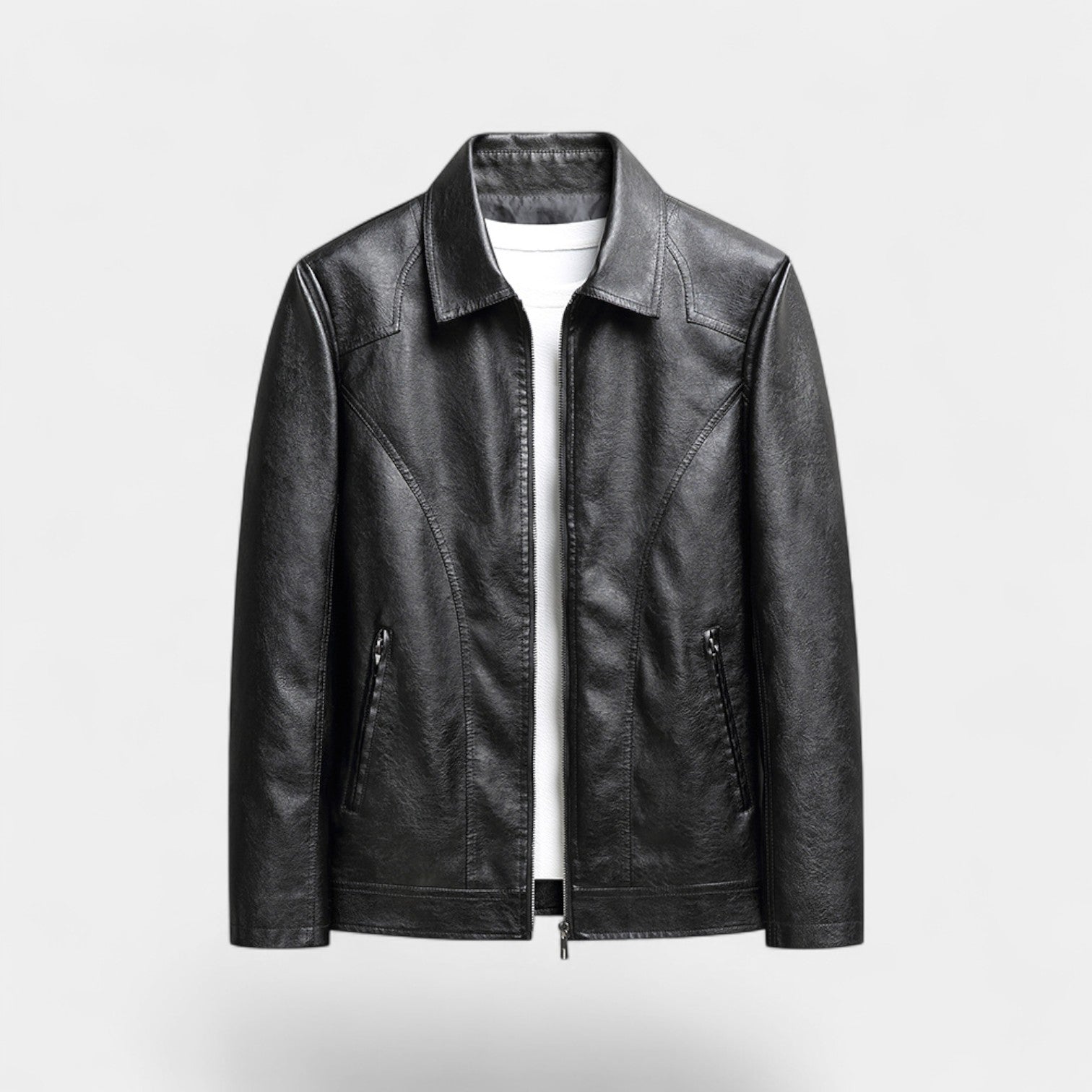 Riche | Veste homme cuir coupe slim – style coréen minimal