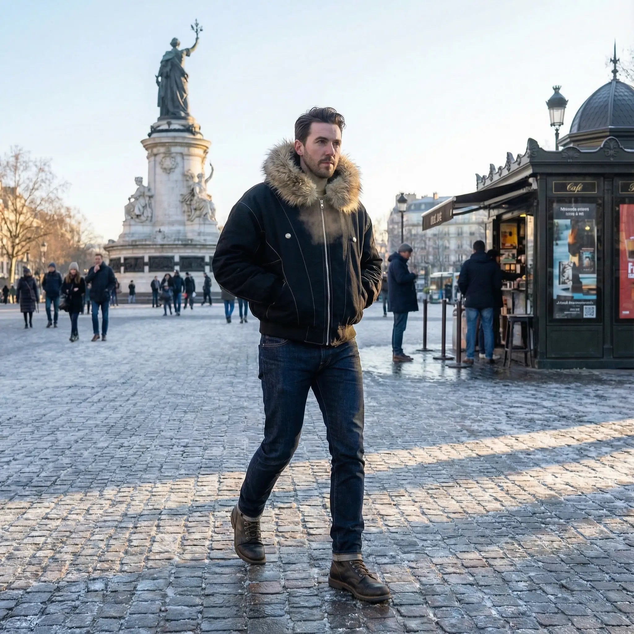 Riche | Doudoune à capuche homme coton – épaisse avec capuche doublée de fourrure