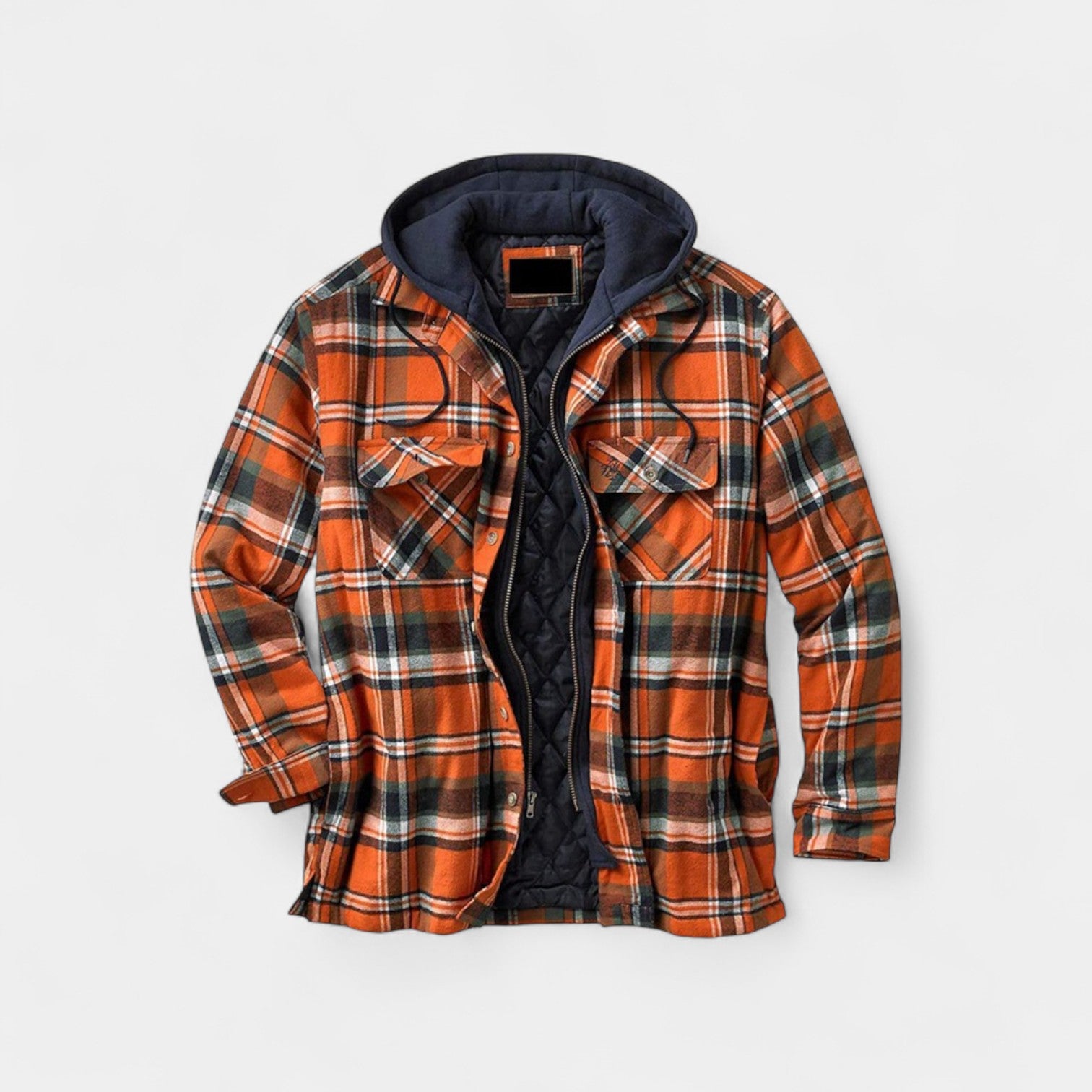 Riche | Veste Homme Coton Matelassée à Capuche Motif Carreaux – Essentiel Quotidien Raffiné