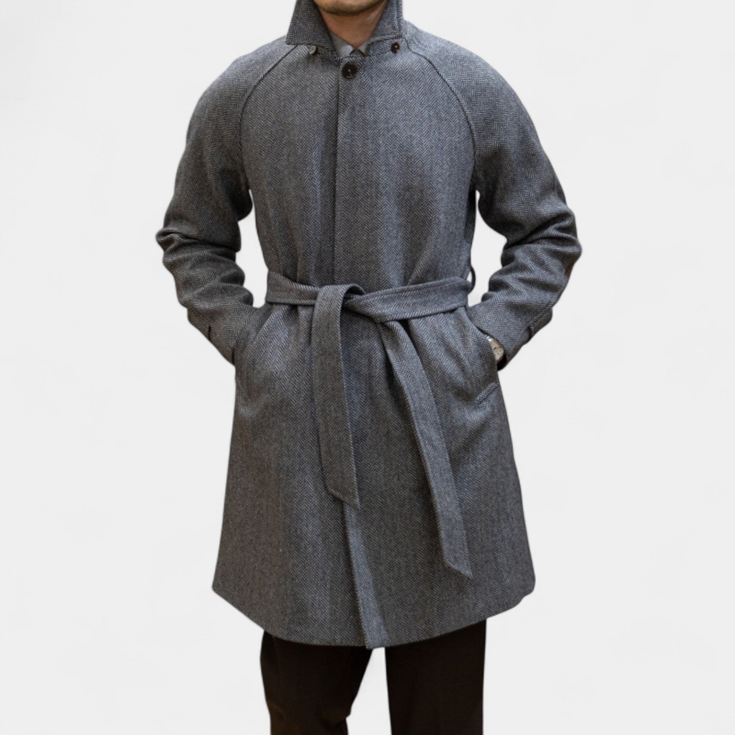 Riche | Trenchcoat homme laine chevrons slim fit – taillé, raffiné, silhouette intemporelle