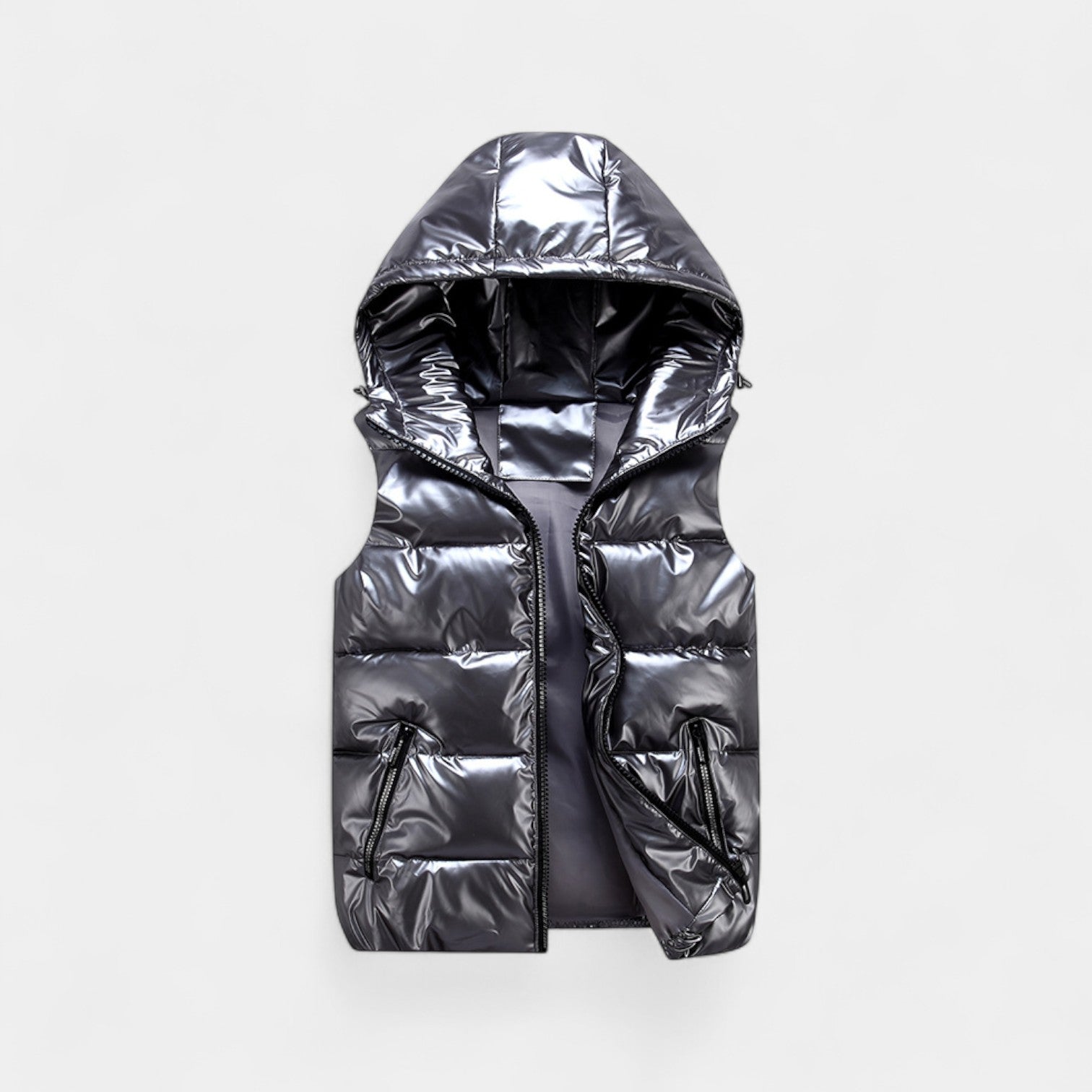 Riche | Gilet sans manches capuche homme coton brillant – doudoune élégante