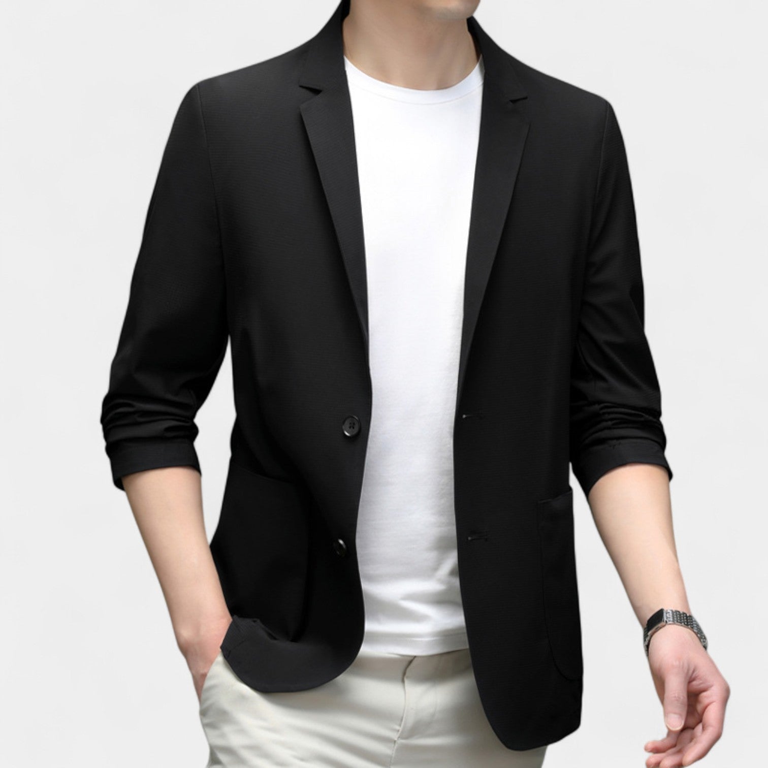Riche | Blazer Homme en Soie Glacée – Coupe Tailleur Légère