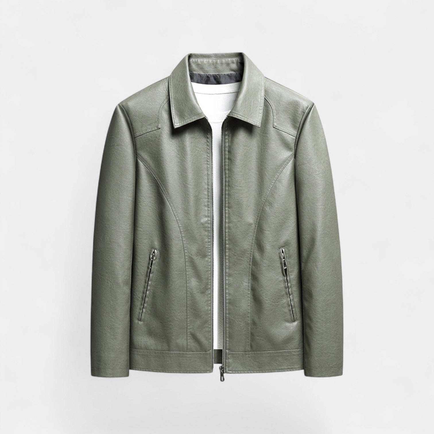 Riche | Veste homme cuir coupe slim – style coréen minimal