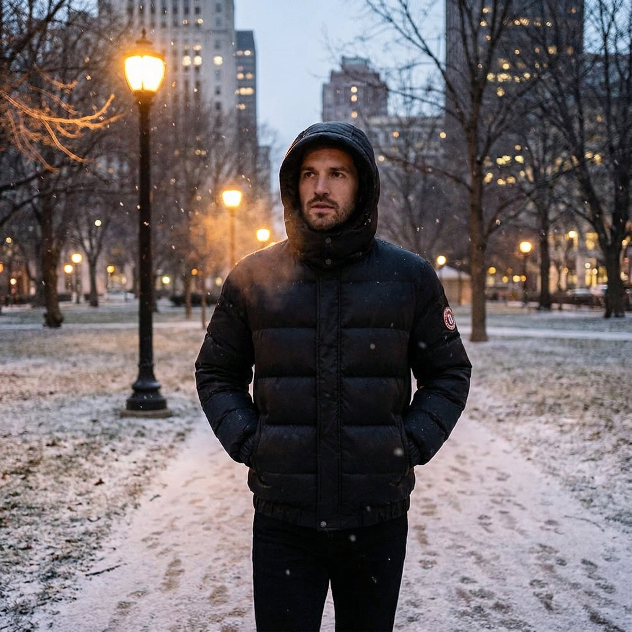 Riche | Doudoune homme à capuche coton duvet – chaude, raffinée, silhouette quotidienne