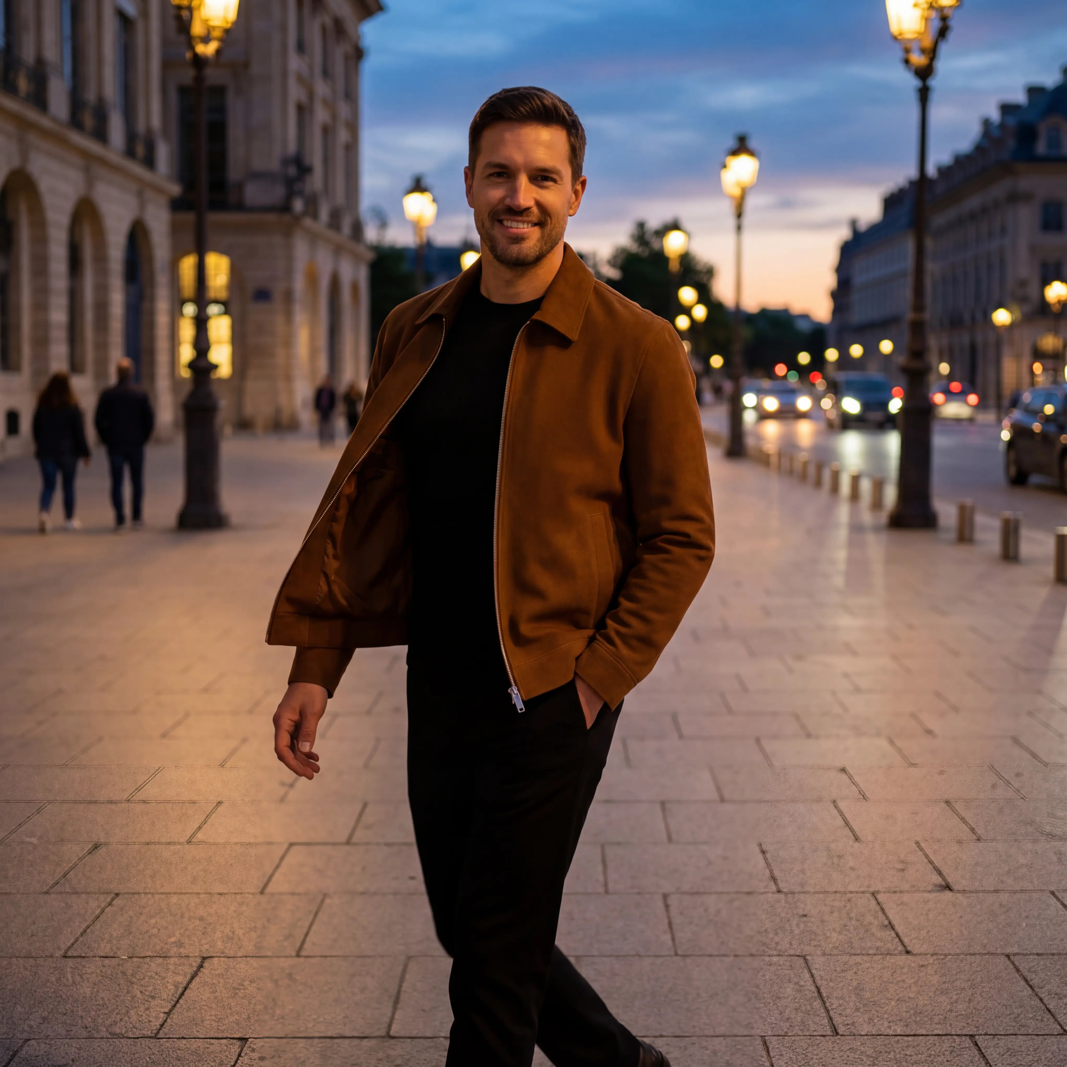 Riche | Veste courte en daim homme coupe ample