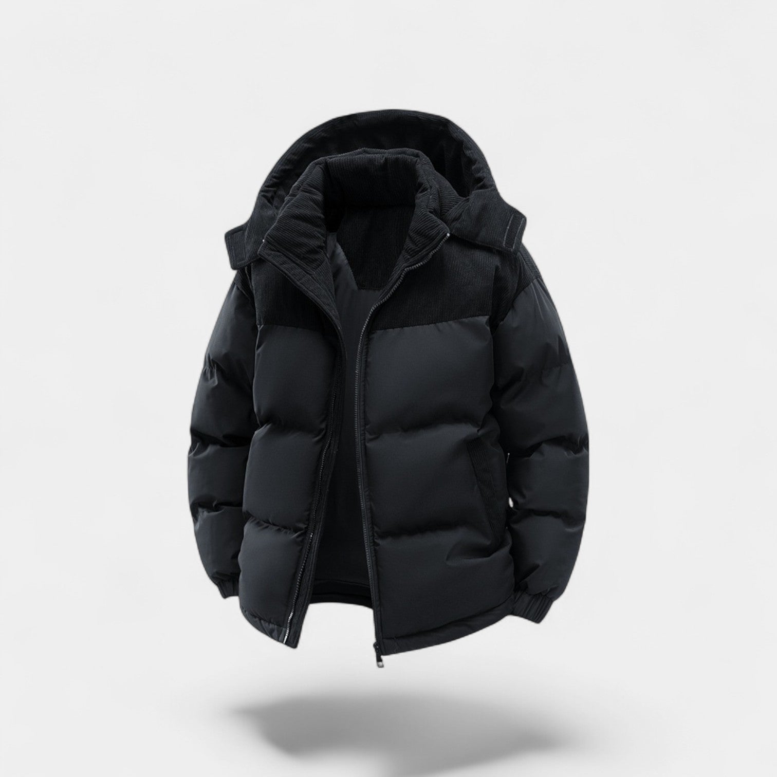 Riche | Doudoune homme à capuche coton amovible – épaissie, raffinée, silhouette hivernale