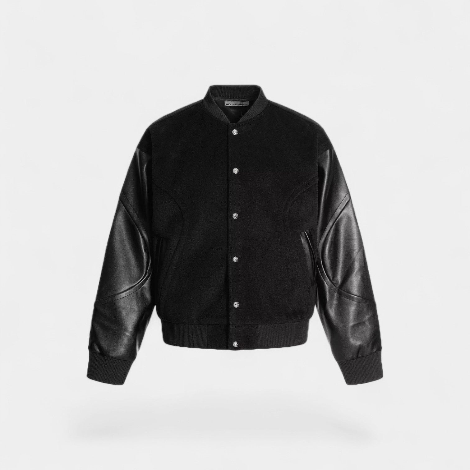 Riche | Blouson Bomber Homme Laine & Cuir – Élégance Raffinée