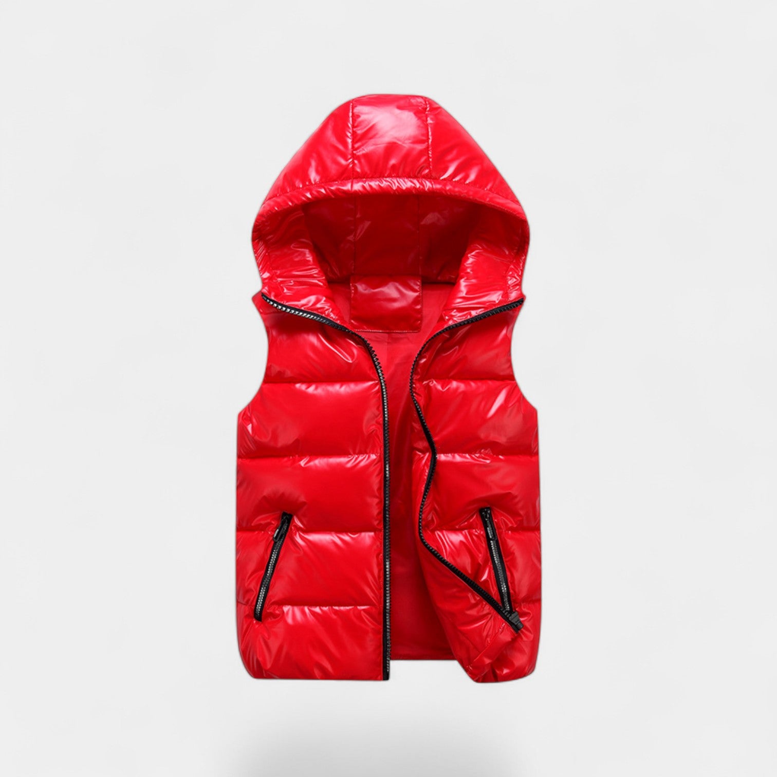 Riche | Gilet sans manches capuche homme coton brillant – doudoune élégante