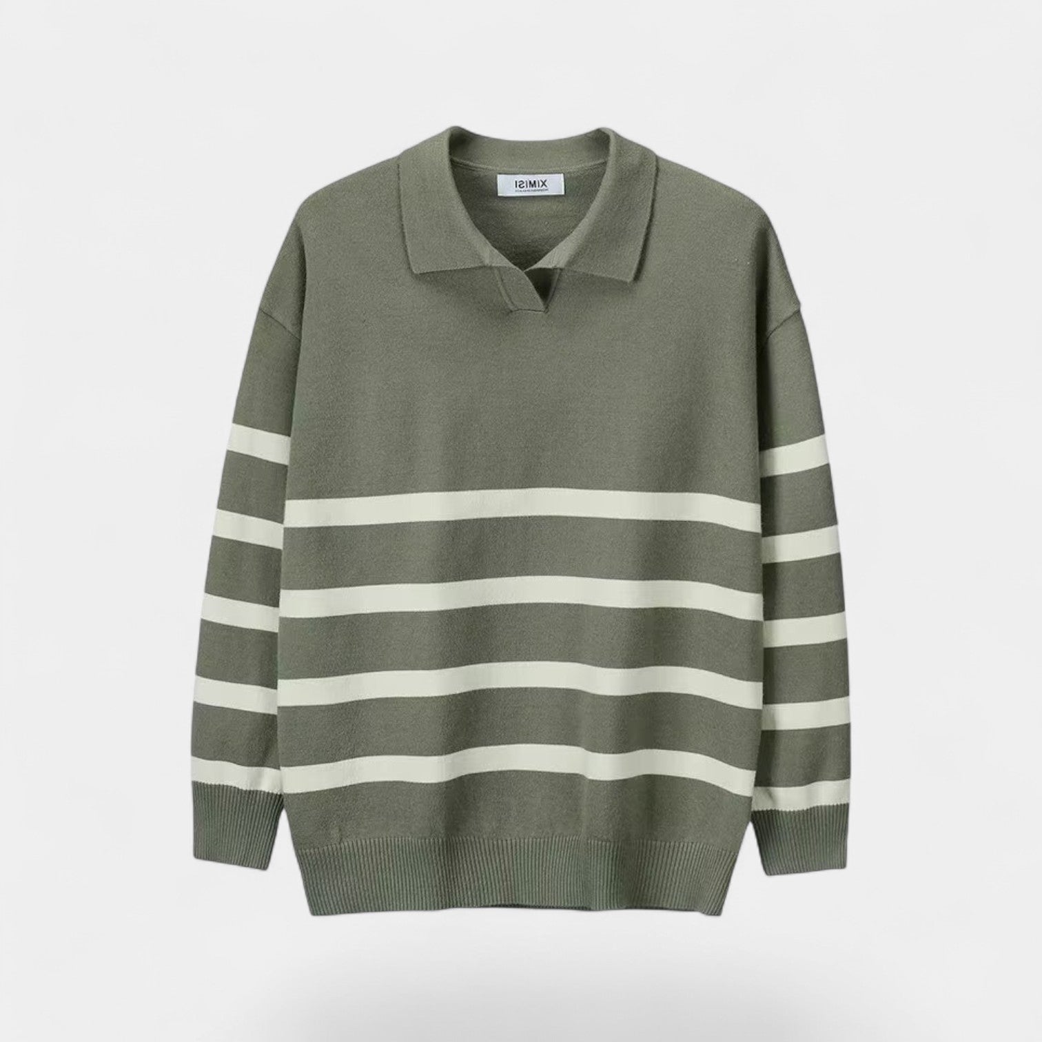 Riche | Polo homme en fibre technique – Manches longues rayé