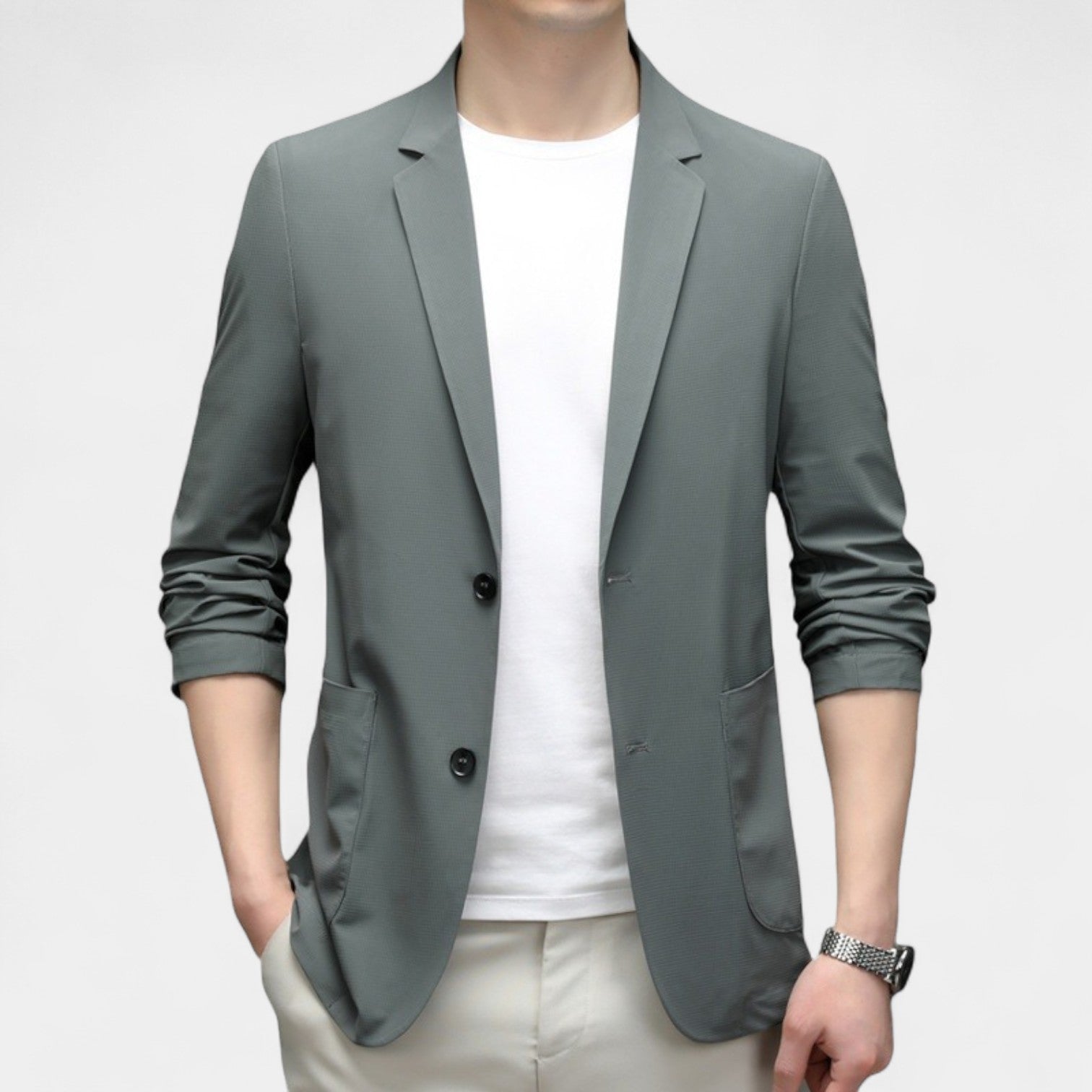 Riche | Blazer Homme en Soie Glacée – Coupe Tailleur Légère