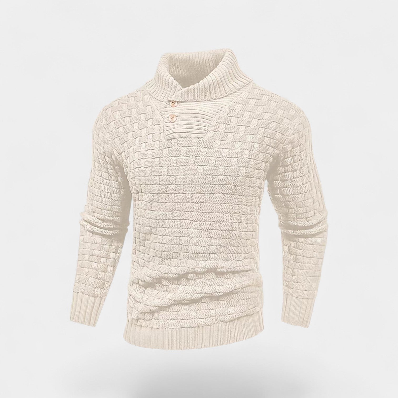 Riche | Col roulé homme coton - Coupe slim détail bouton