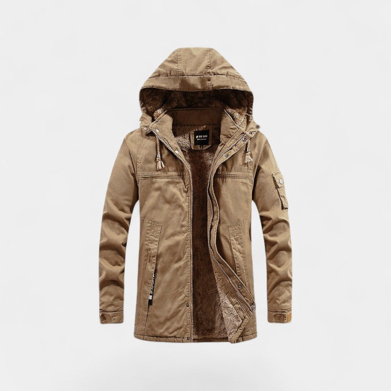 Riche | Parka homme coton capuche – Veste délavée à revers