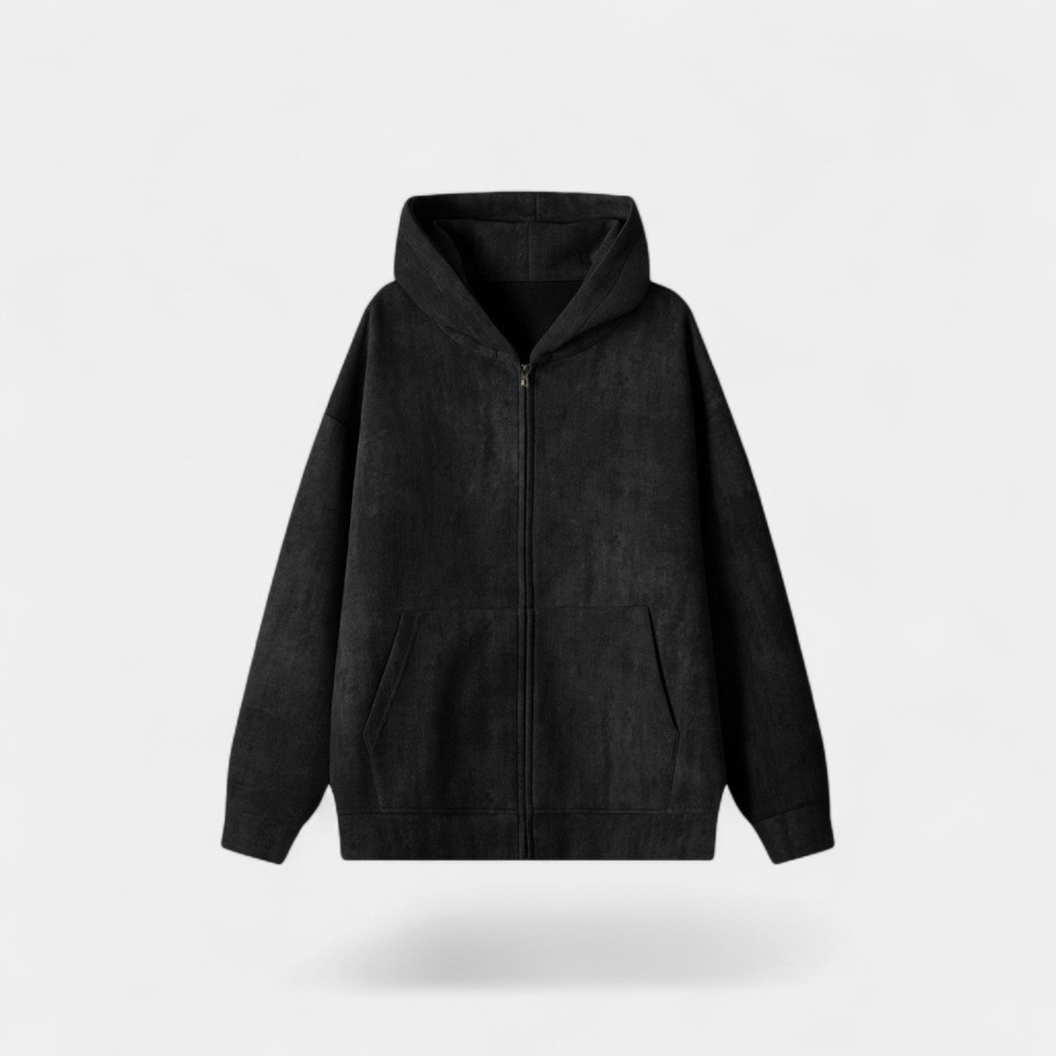 Riche | Cardigan Homme en Coton Effet Daim Lavé – Capuche et Zip