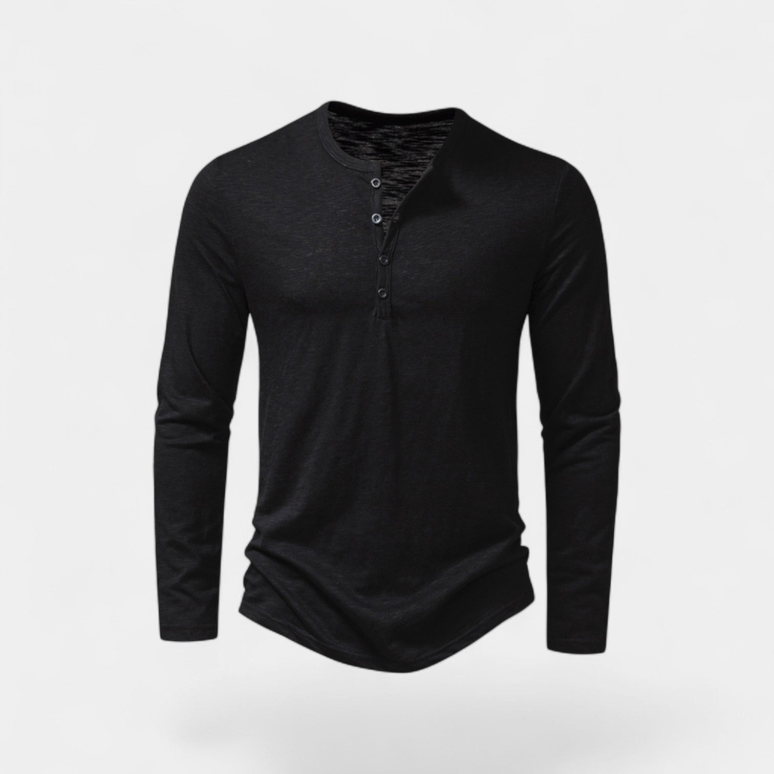 Riche | T-shirt homme manches longues à boutons – mélange technique casual raffiné