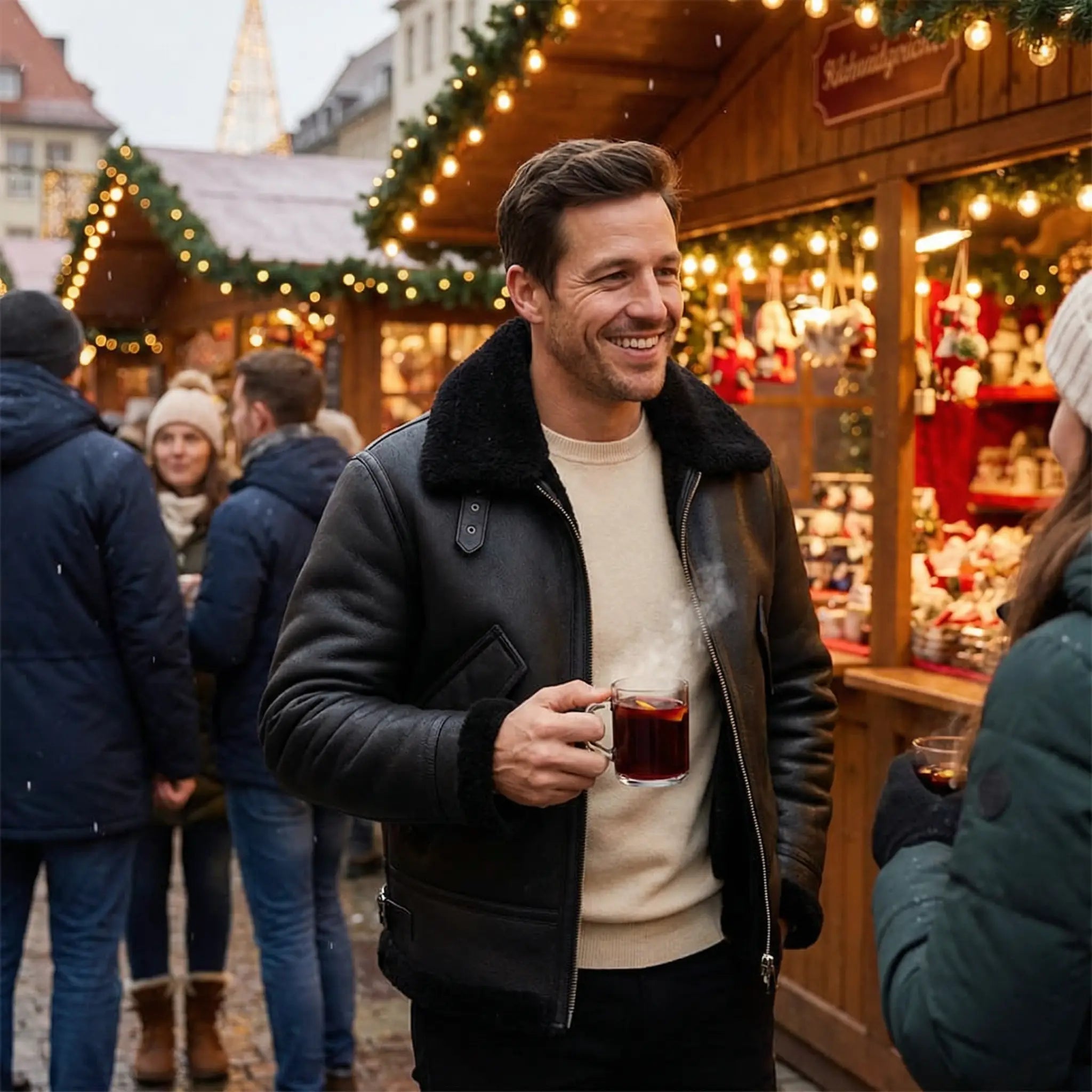 Riche | Veste homme en laine d’agneau doublée polaire simple couche - chaudre, raffinée, silhouette quotidienne