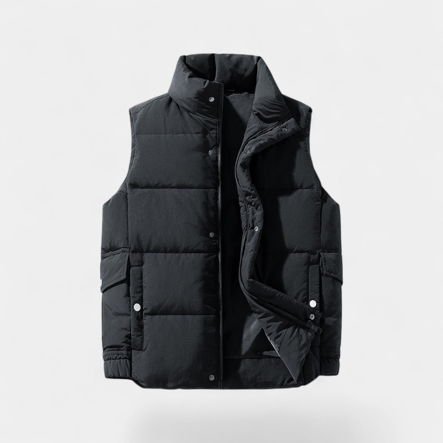 Riche | Gilet sans manches homme mélange technique – Col montant épais