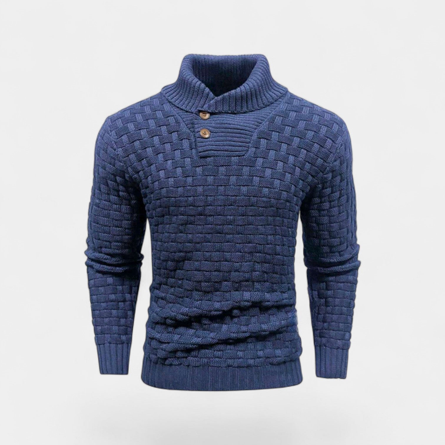 Riche | Col roulé homme coton - Coupe slim détail bouton