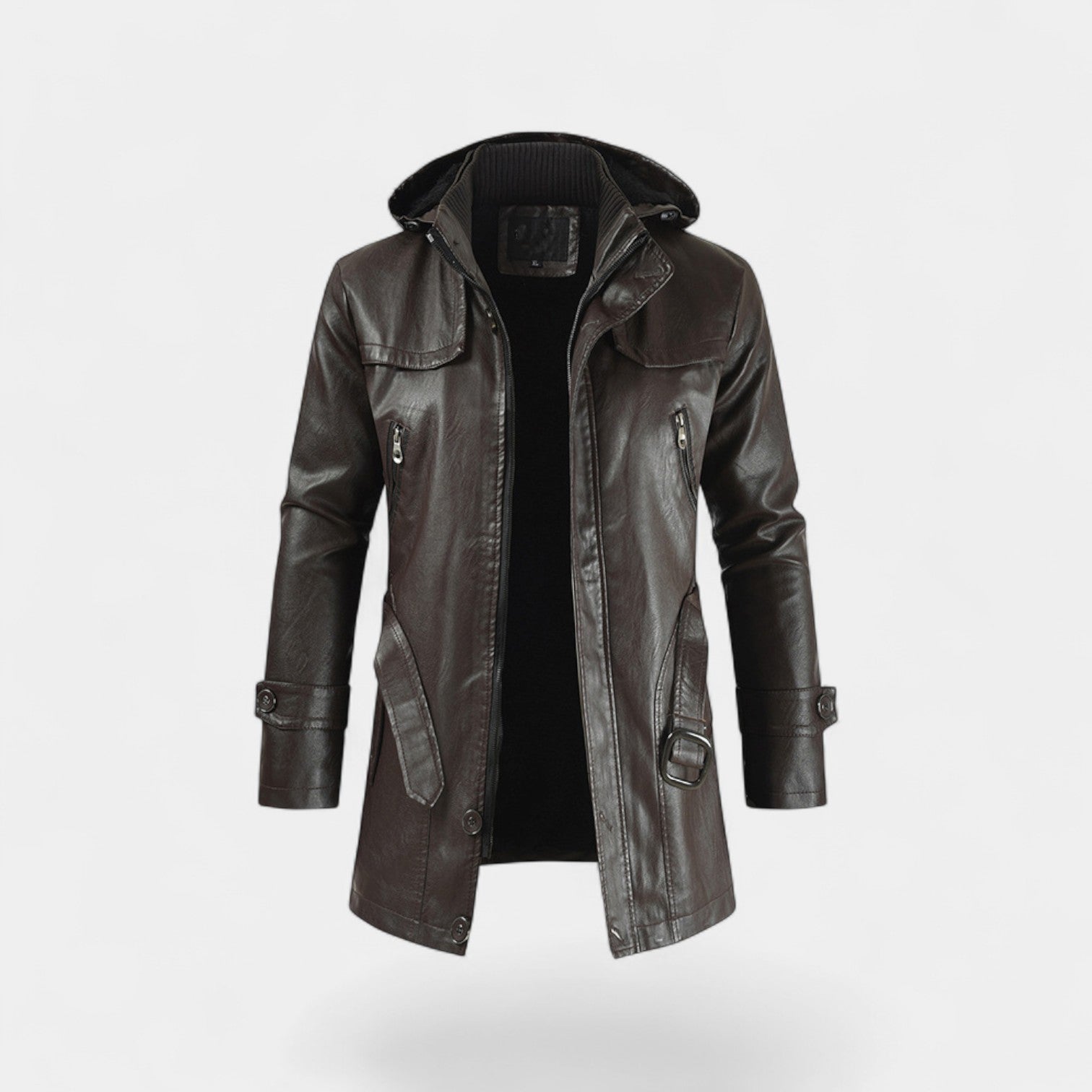 Riche | Manteau Homme en Cuir – Trench Mi-Long Coupe Moderne