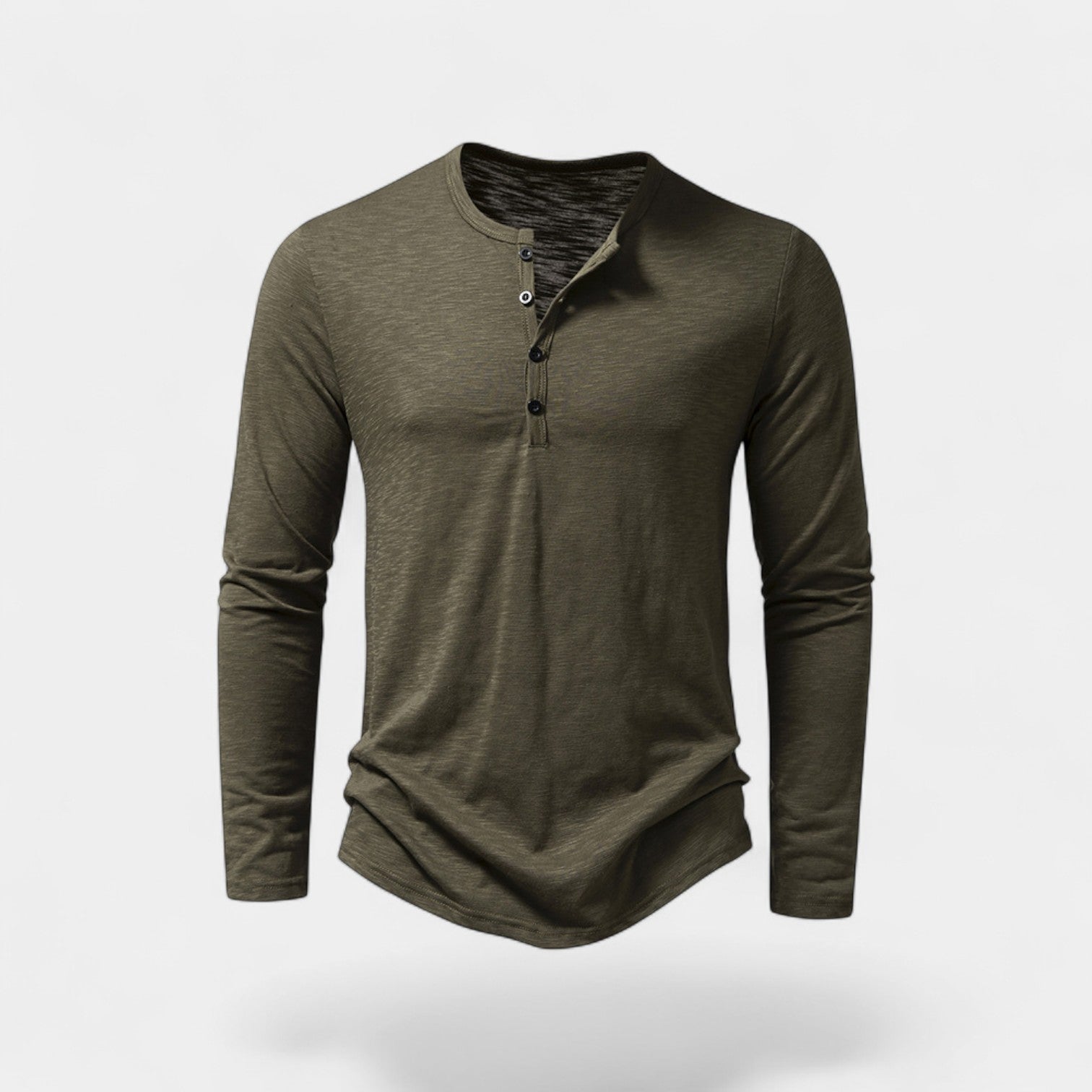 Riche | T-shirt homme manches longues à boutons – mélange technique casual raffiné