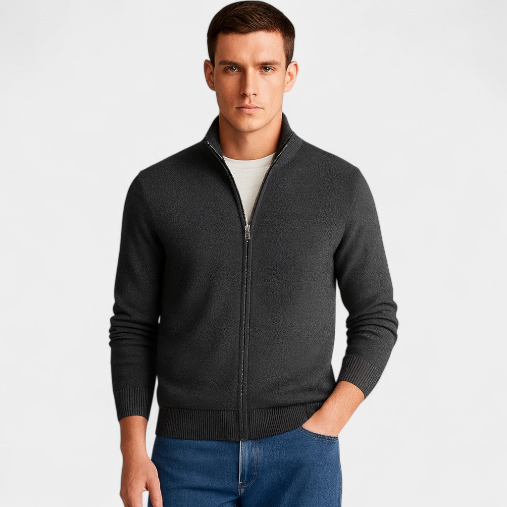 Riche | Cardigan homme coton coupe slim – Style minimaliste uni