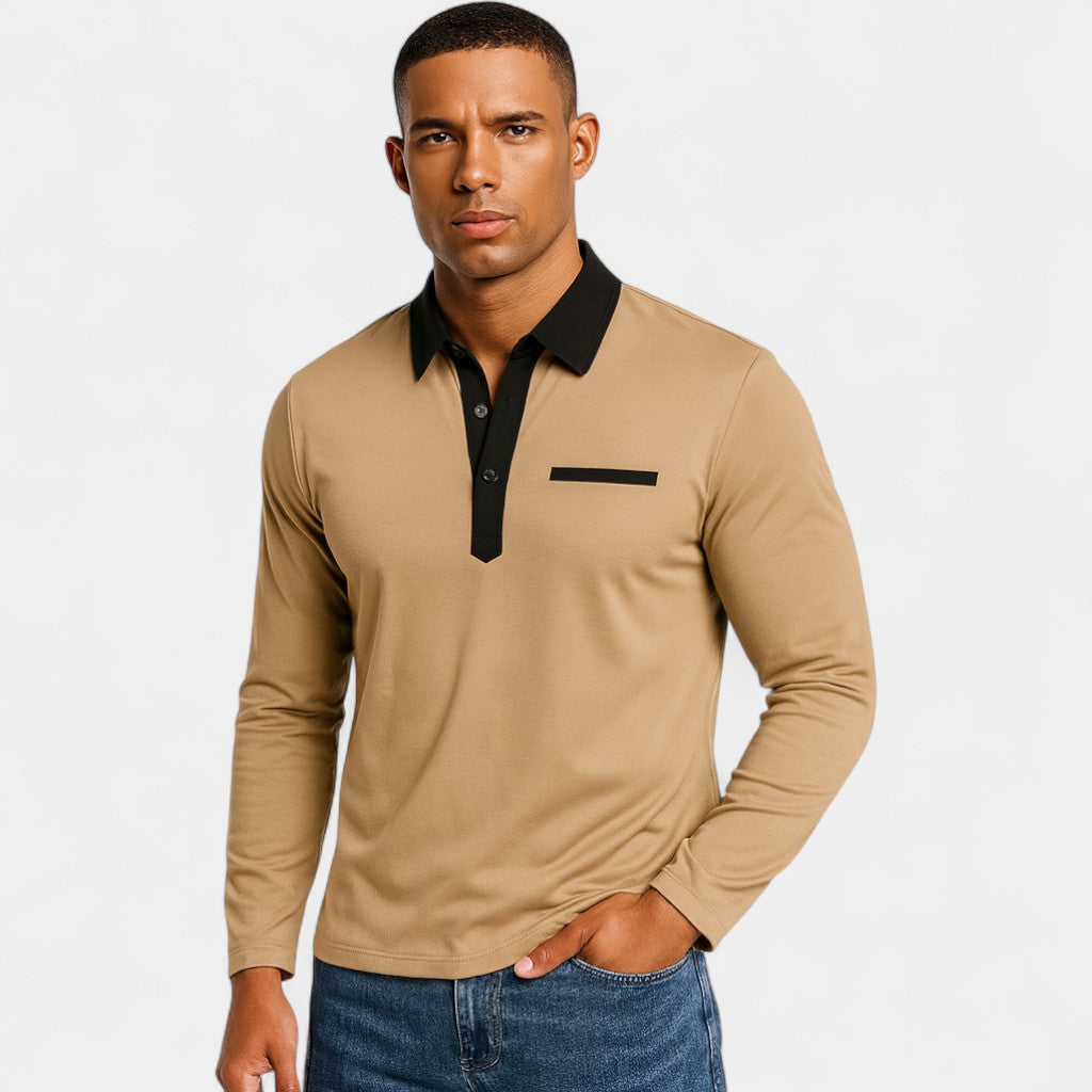 Riche | Polo manches longues homme slim fit – Élégance décontractée