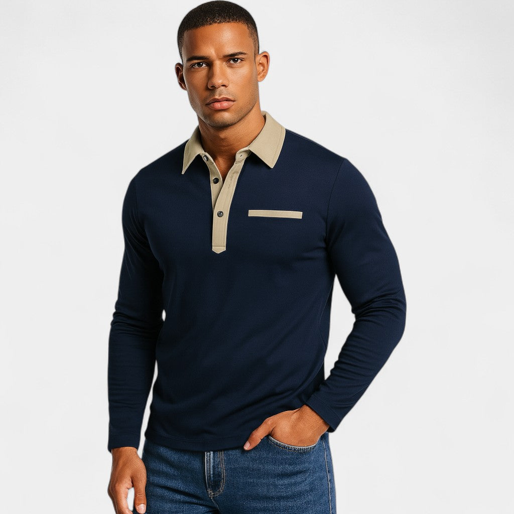 Riche | Polo manches longues homme slim fit – Élégance décontractée