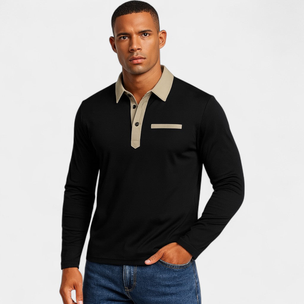 Riche | Polo manches longues homme slim fit – Élégance décontractée