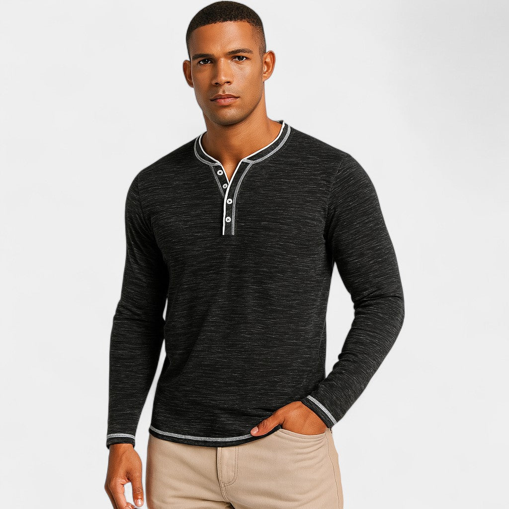 Riche | Henley homme coton stretch – Manches longues douces